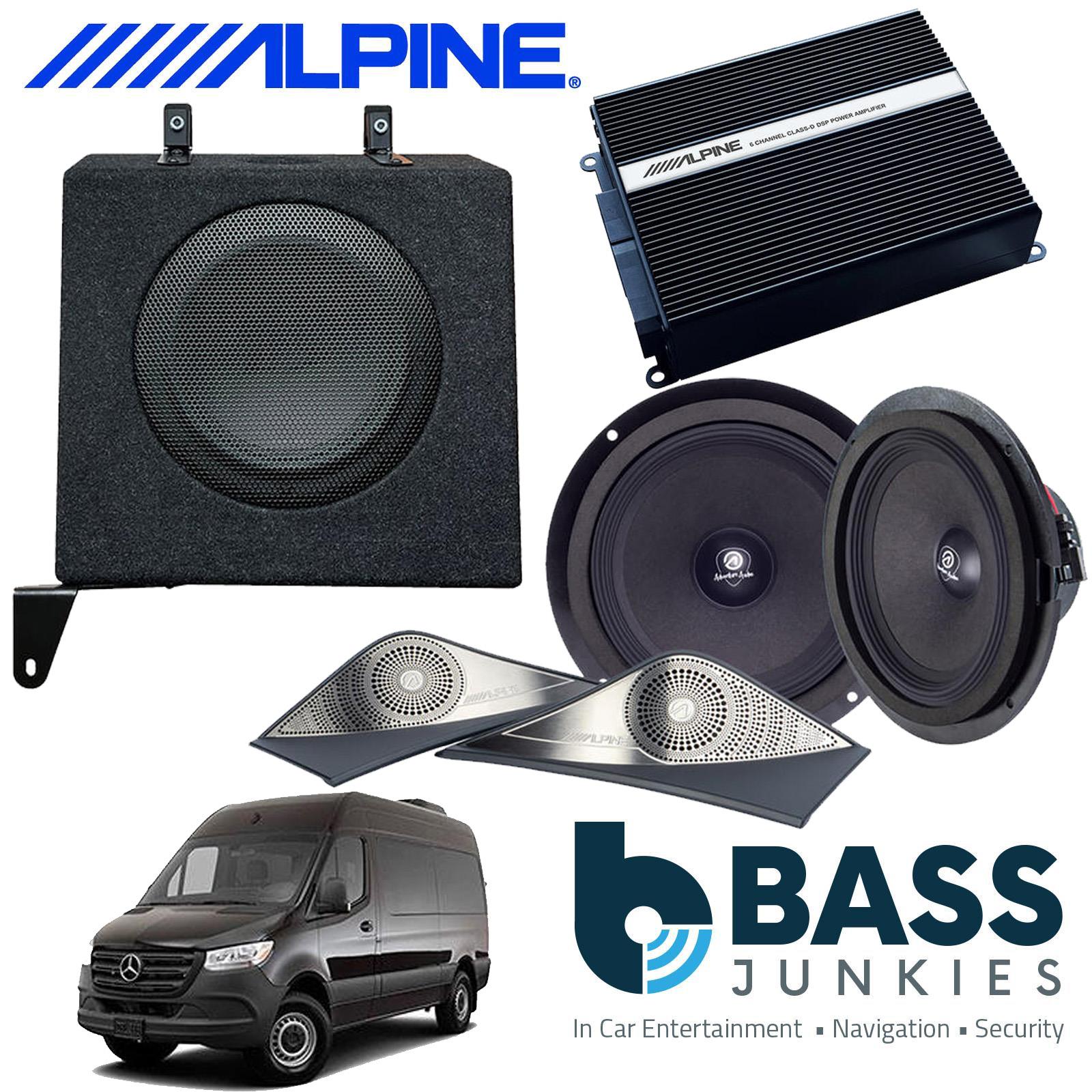 Alpine W84AS907-2 - 6-Channel DSP Car Amplifier 8" Sub Bass Box & Speaker Kit for Mercedes Benz Sprinter w907 / w910 2018 Onwards