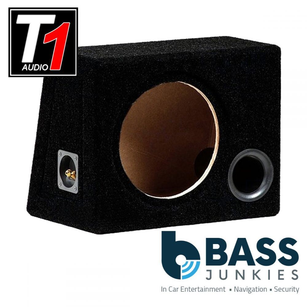 T1 Audio - 10" Ported Fully Carpeted Black MDF Car Sub Subwoofer Bass Box Enclosure