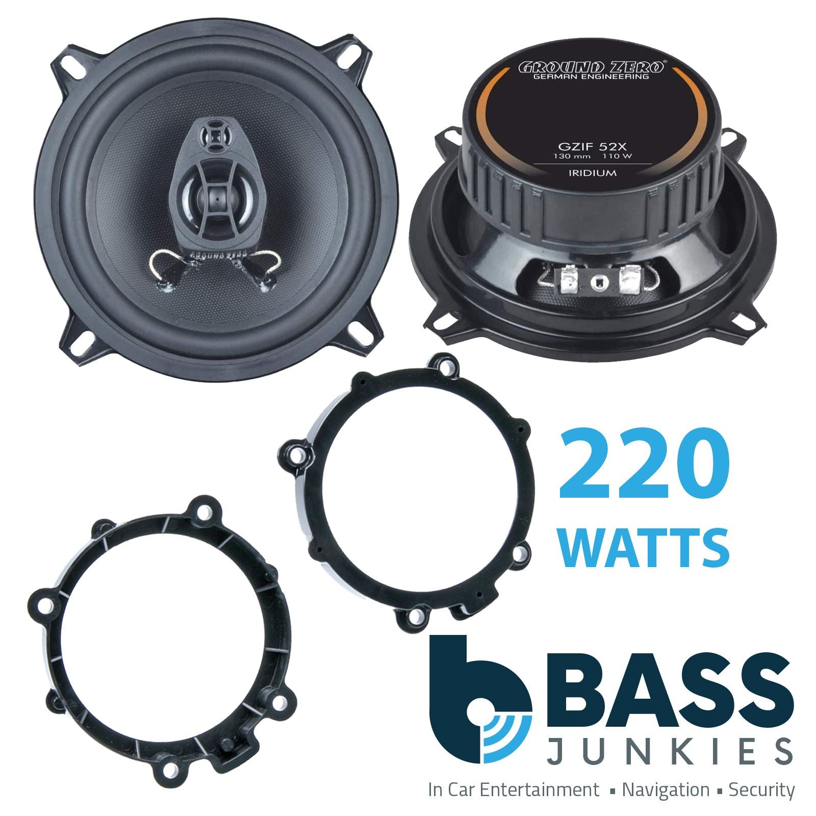 Ground Zero 2-Way 130mm/13cm/5.25" Car Coaxial Speakers (Pair Max 220 Watts) Fits Mercedes Vito 2003-14 | Sprinter 06-18 | Viano 03-07