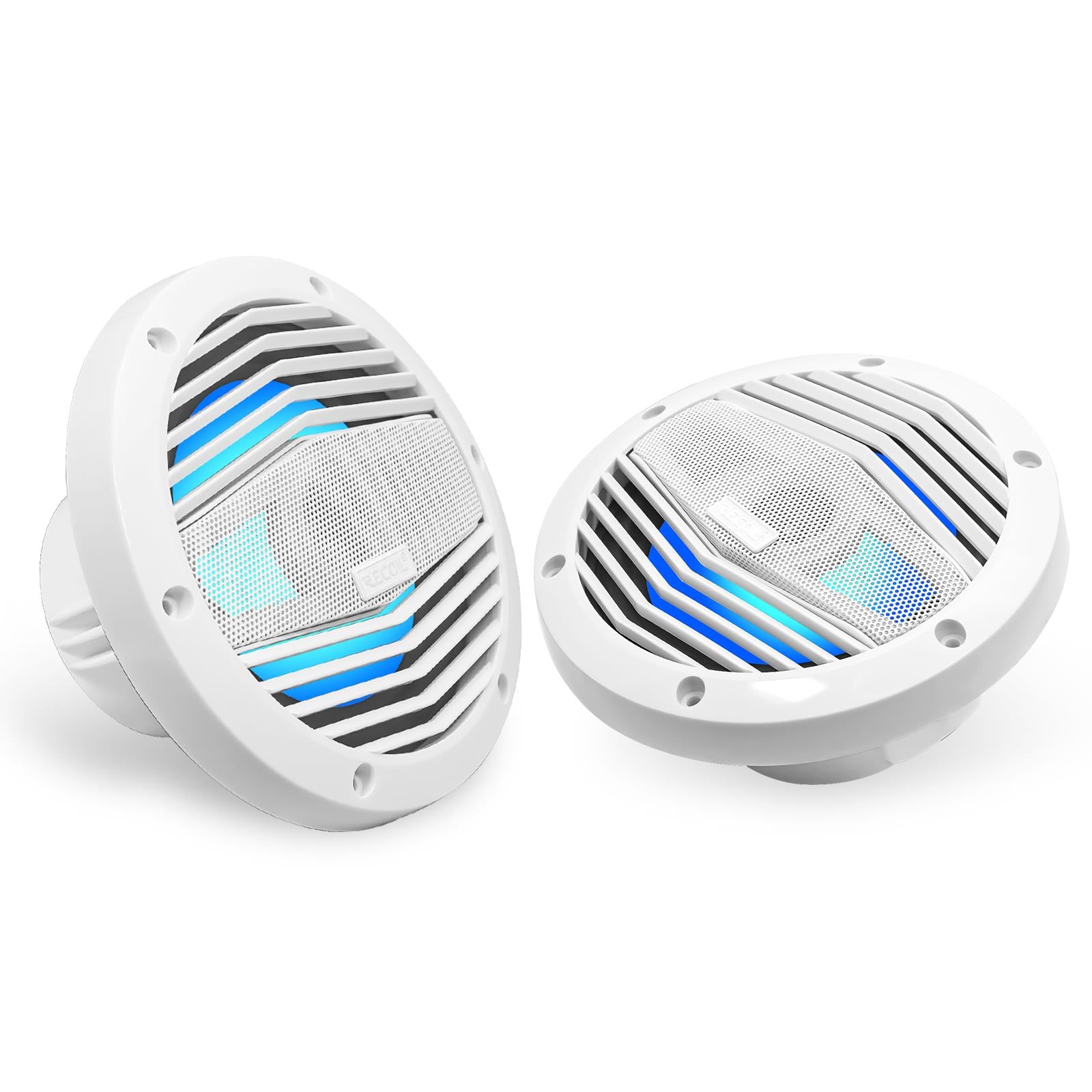 Recoil M3-8W - 8" 20cm White Marine Boat Outdoor Speakers with Built-in RGB LED