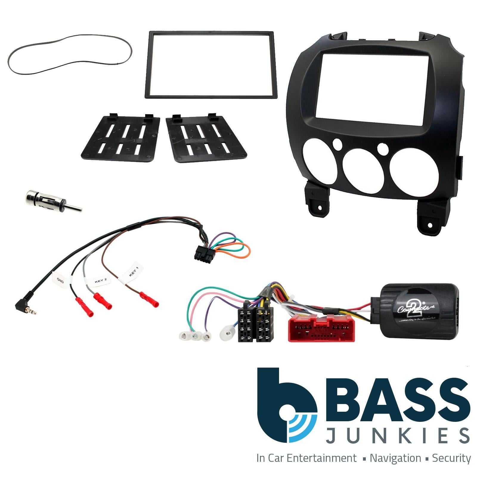 Connects2 Double Din Stereo fitting kit for Mazda 2 2008 Vehicle Specific Stereo Screen Steering Controls Fitting Kit
