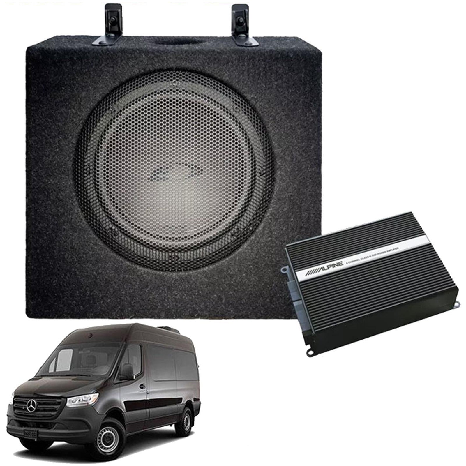 Alpine W84AS907-2 - 6-Channel DSP Car Amplifier & 8" Subwoofer Bass Box for Mercedes Benz Sprinter w907 / w910 2018 Onwards