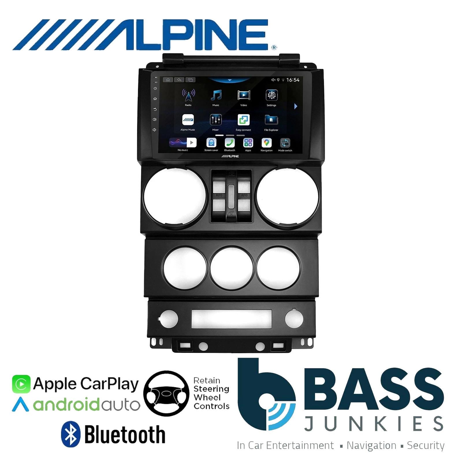 Alpine 9" CarPlay Android Car Stereo Kit For Jeep Wrangler Rubicon 08-10