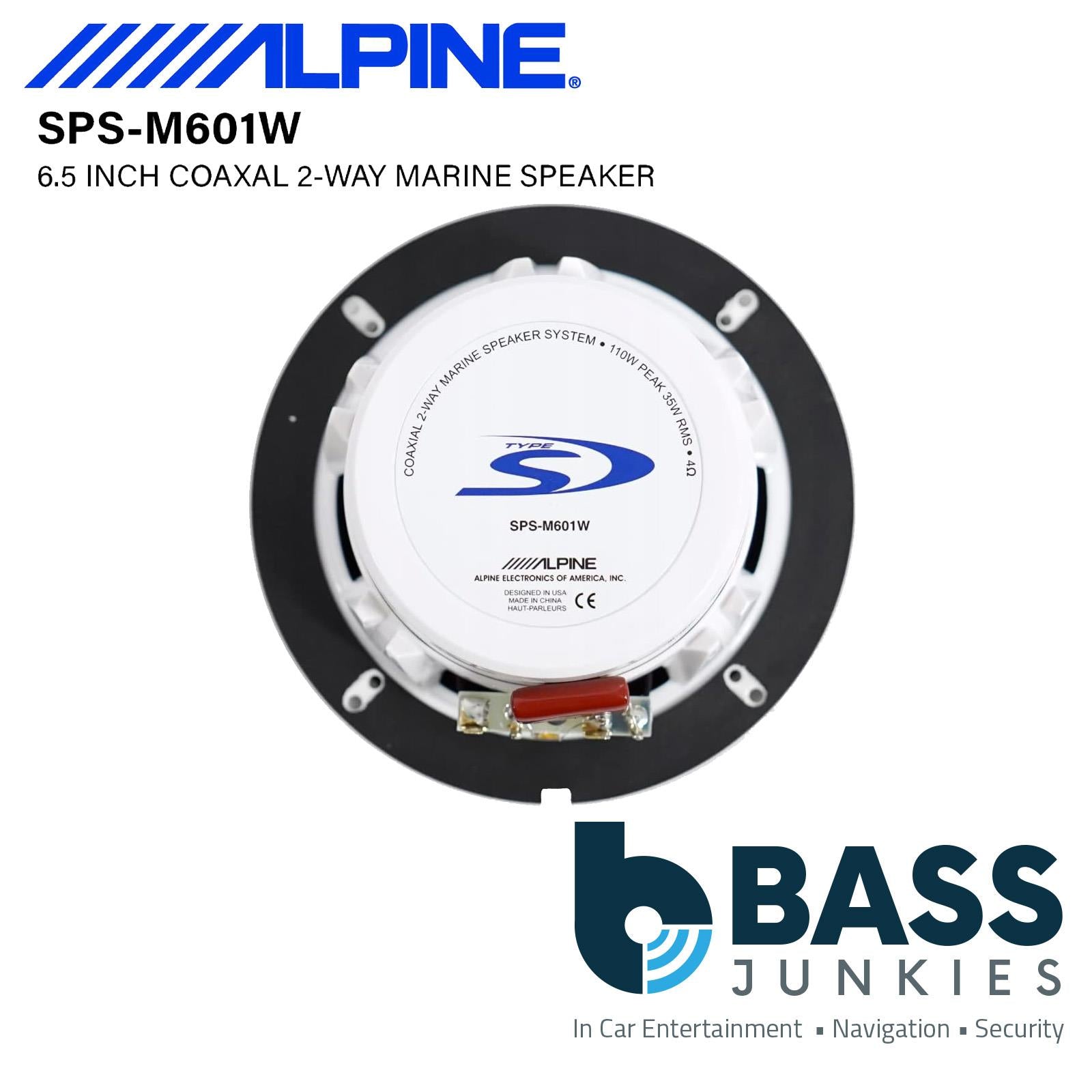 Alpine SPS-M601W - 220 Watts 16.5cm 6.5" 2-Way Boat Yacht Marine Speakers Pair