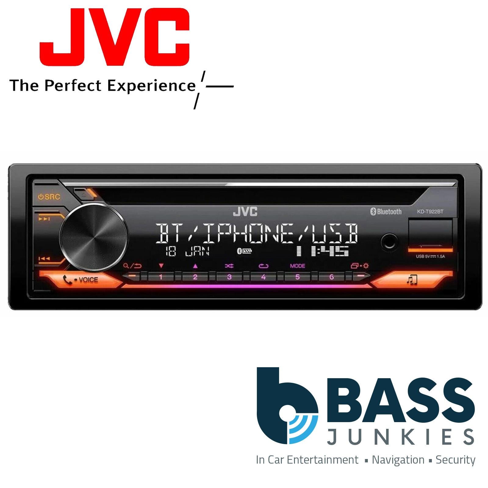 JVC KD-T922BT Bluetooth CD MP3 Front Aux USB iPhone Car Stereo Radio Player