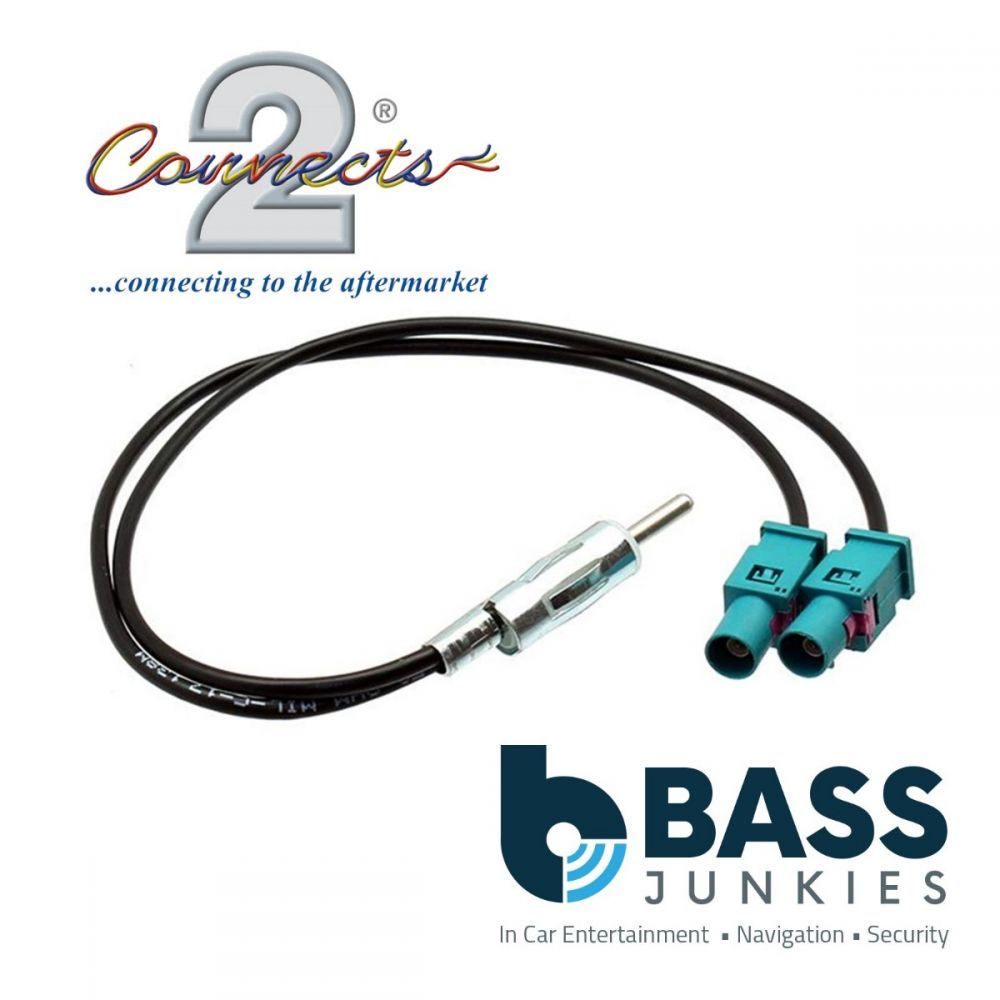Connects2 CT27AA91 DIN to Twin Male Fakra Diversity Car Stereo Antenna Adapter Aerial Lead