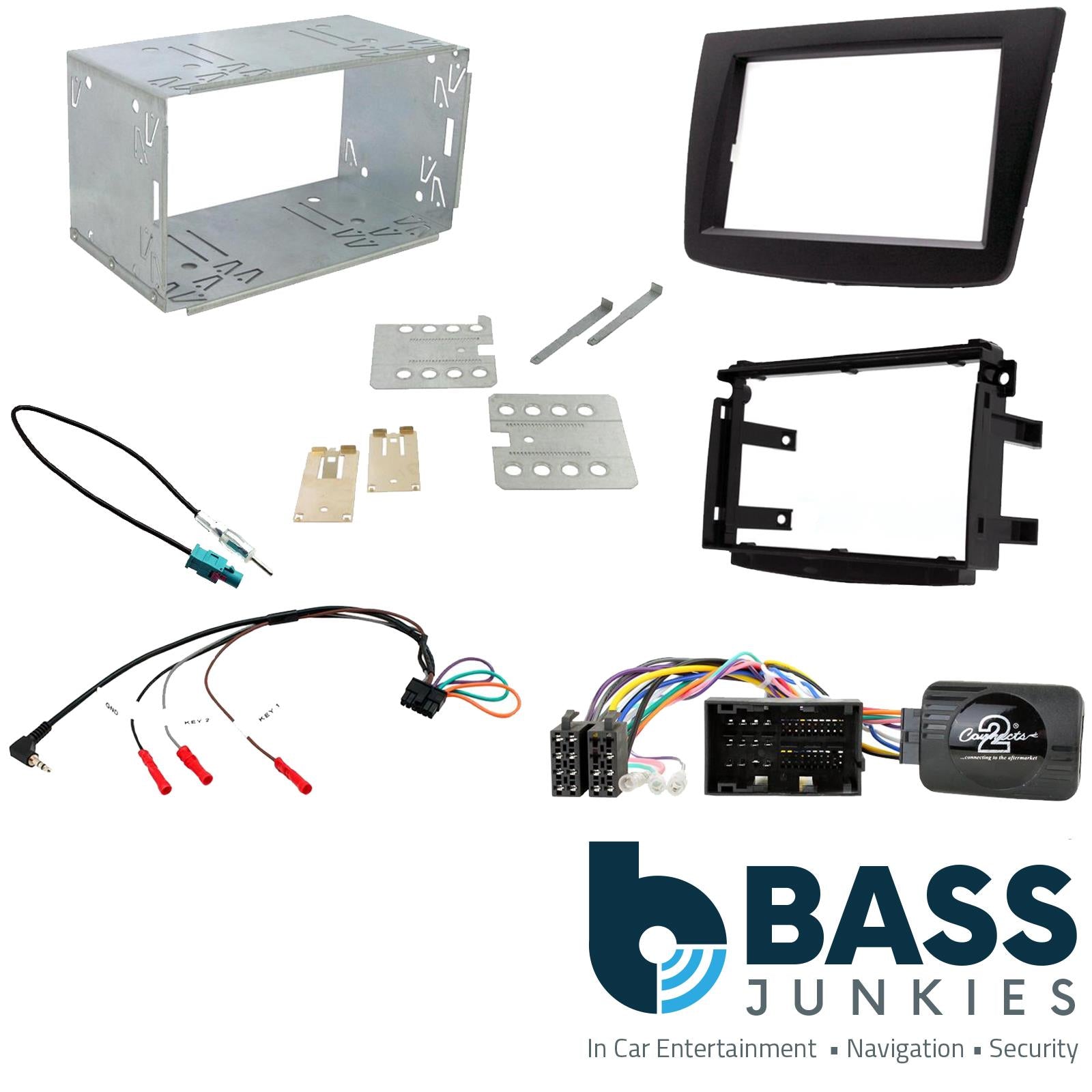 Connects2 CTKAR07 Alfa Romeo Mito 2014 - 2018 (955) Black Double Din Car Stereo Fascia Panel & Steering Wheel Interface Kit