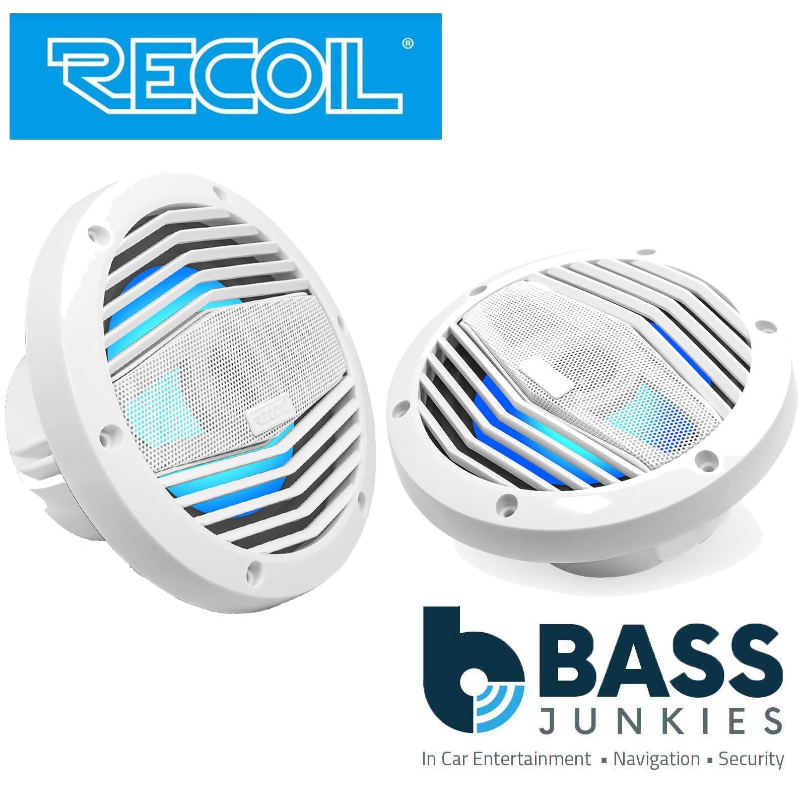 Recoil M3-8W - 8" 20cm White Marine Boat Outdoor Speakers with Built-in RGB LED
