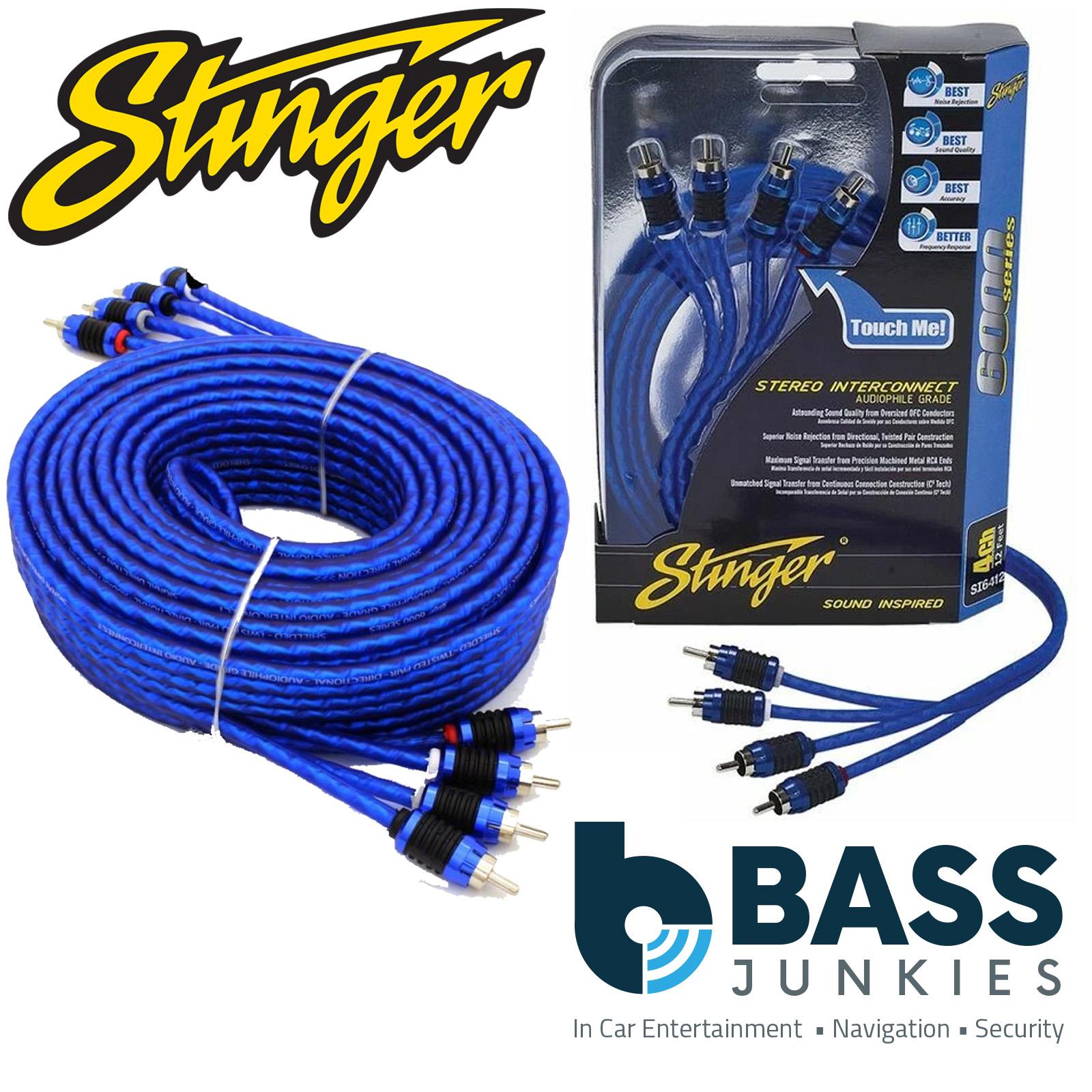 Stinger SI6412 6000 Series 3.66 Metre 12Ft 4CH Shielded Directional Twisted RCA Phono Car Stereo Cable