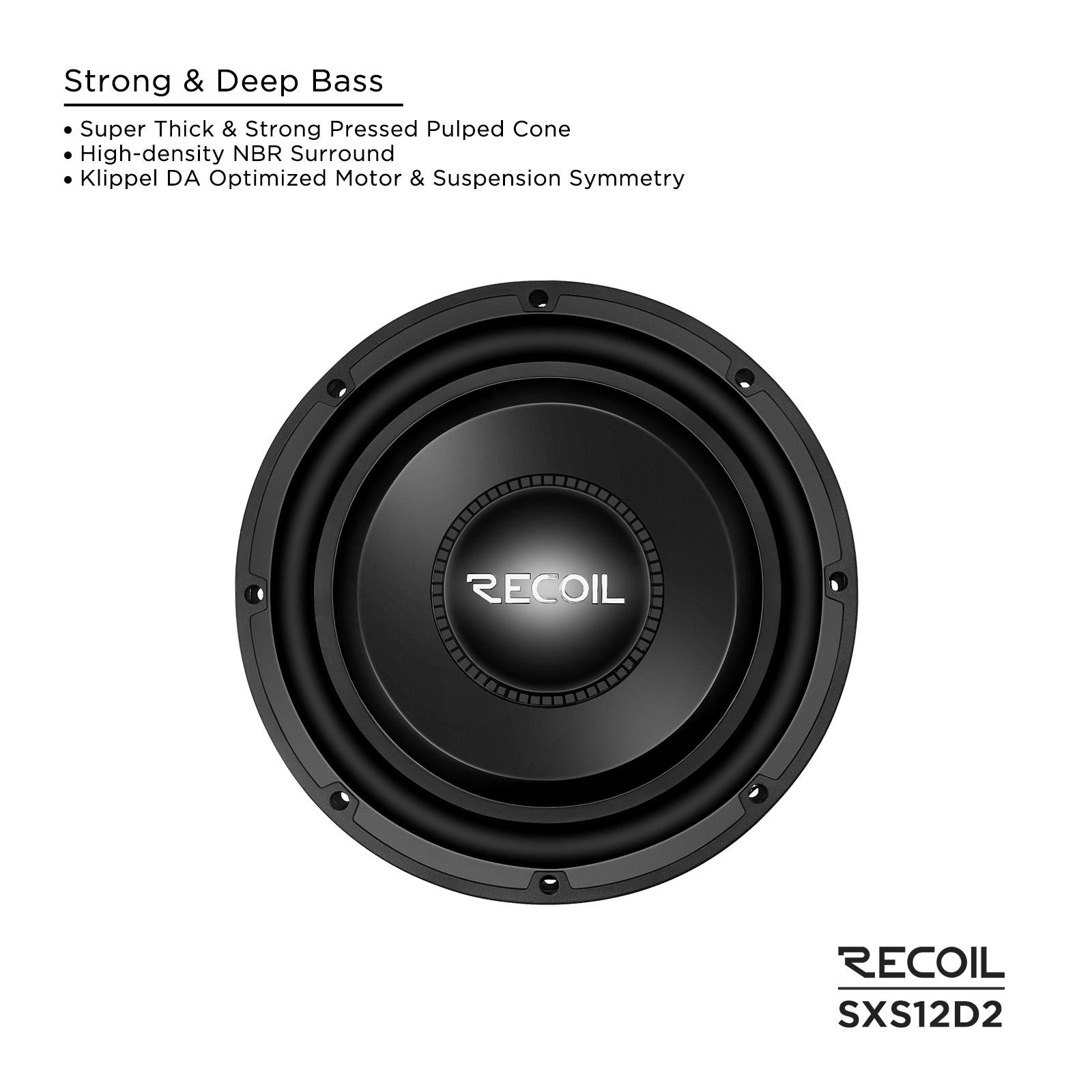 Recoil SXS12D2 - 800 Watts 12" Ultra Slim Shallow Dual 2 Ohm Car Sub Subwoofer