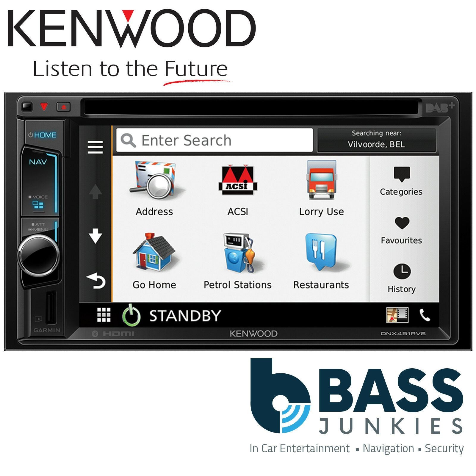 Kenwood DNX-451RVS 6.2'' Bluetooth DAB GPS MP3 USB CarPlay Car Stereo Screen Player