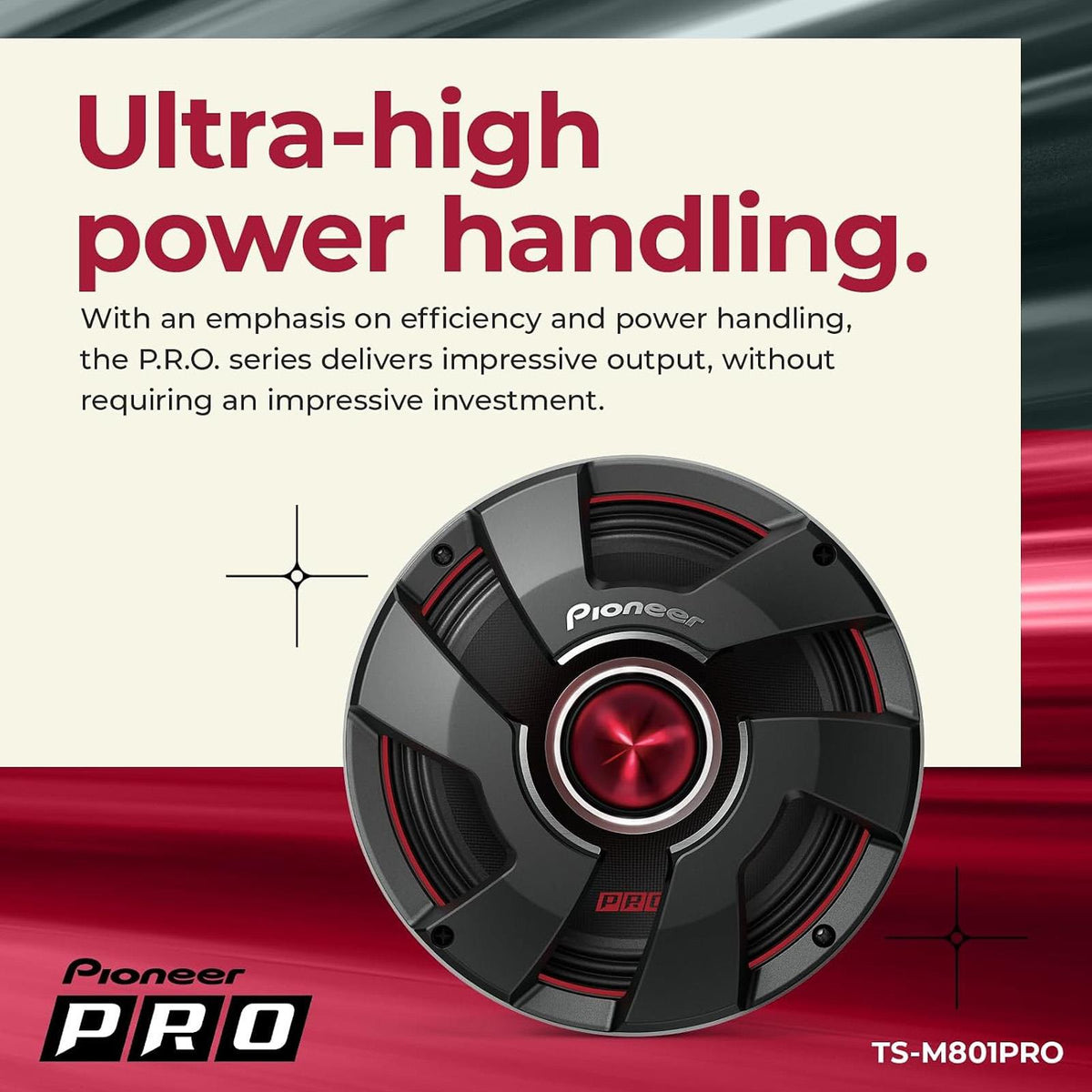 Pioneer TS-M801PRO - 1400 Watts a Pair 8" (20cm) PRO Series High Efficiency Midbass Car Speakers