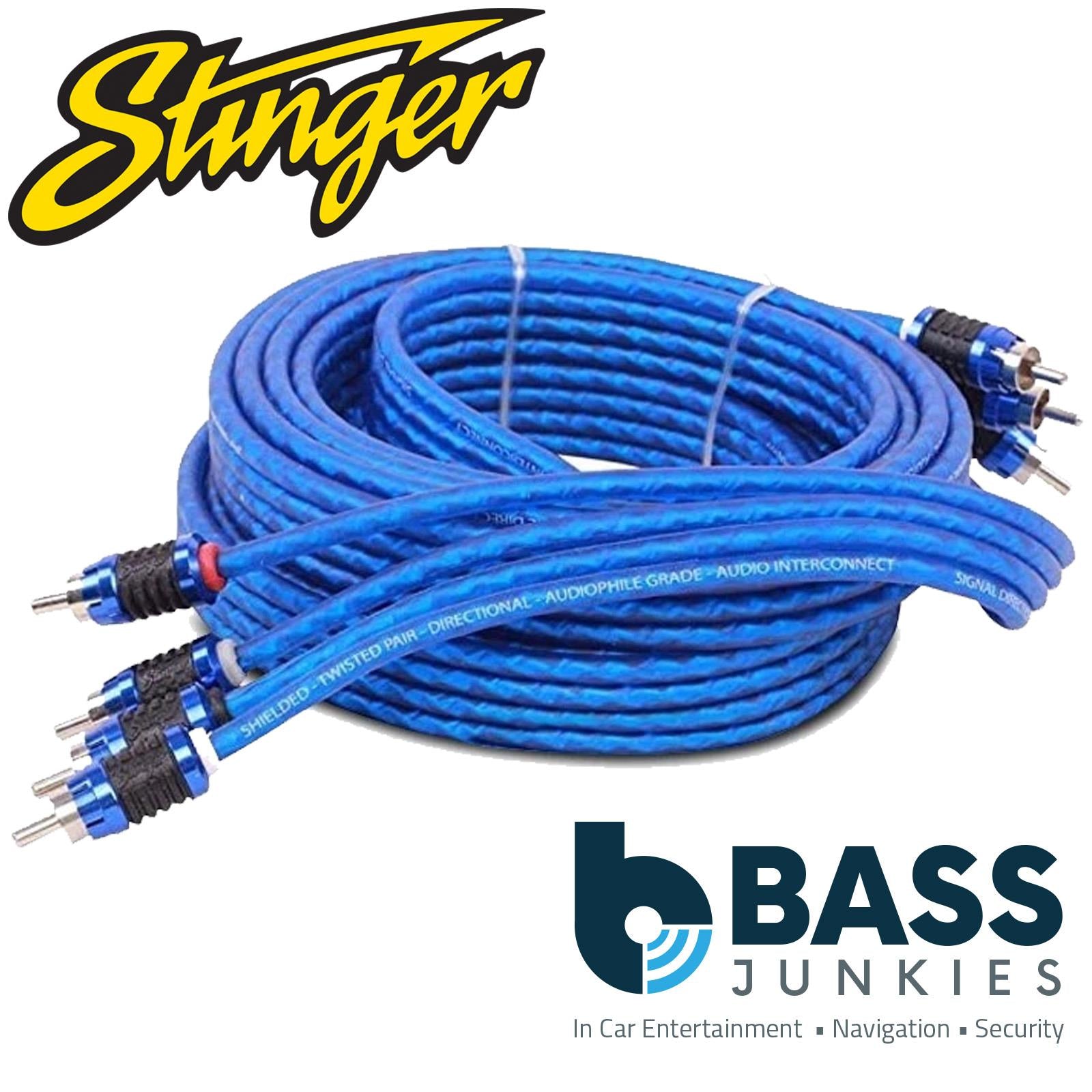 Stinger SI6212 6000 Series 3.66 Metre 12Ft Car Stereo Shielded Directional Twisted RCA Phono Cable