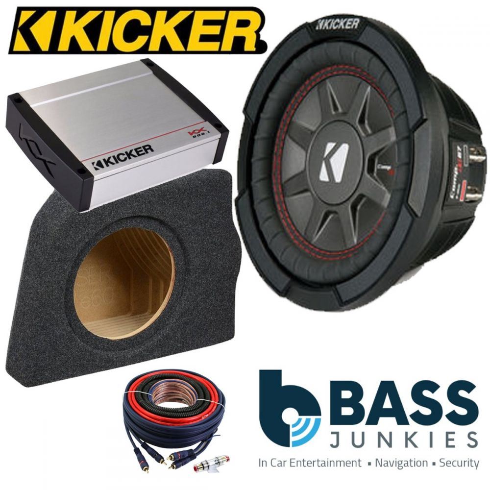 BMW 5-Series (E60) 2003-2010 Kicker CWRT102 - CompRT 10" 25cm 800 Watts Car Subwoofer Custom Bass Box Kit & Kicker KX800.1 800 Watts Monoblock Class D Car Amplifier