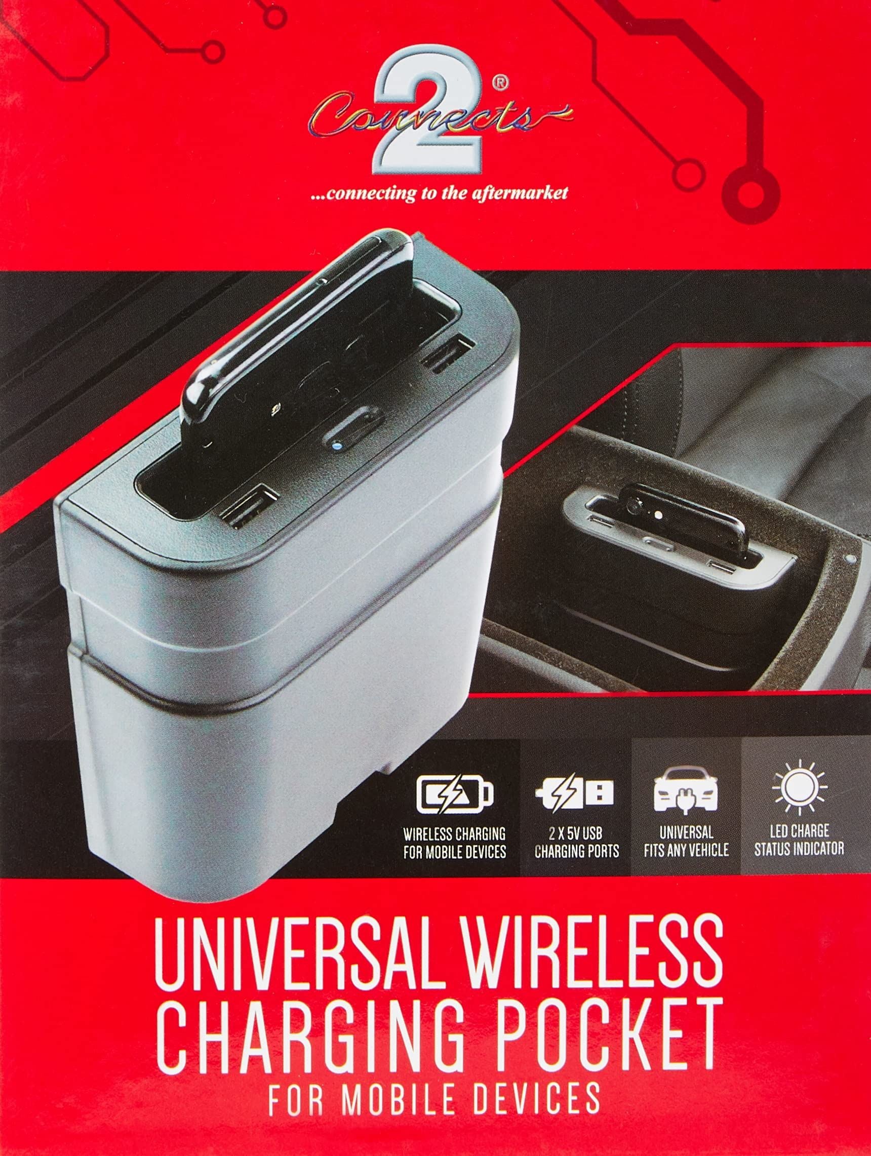 Connects2 CTQIUV03 - Universal Wireless Car Charger USB works with all QI Compatible Mobile Phones