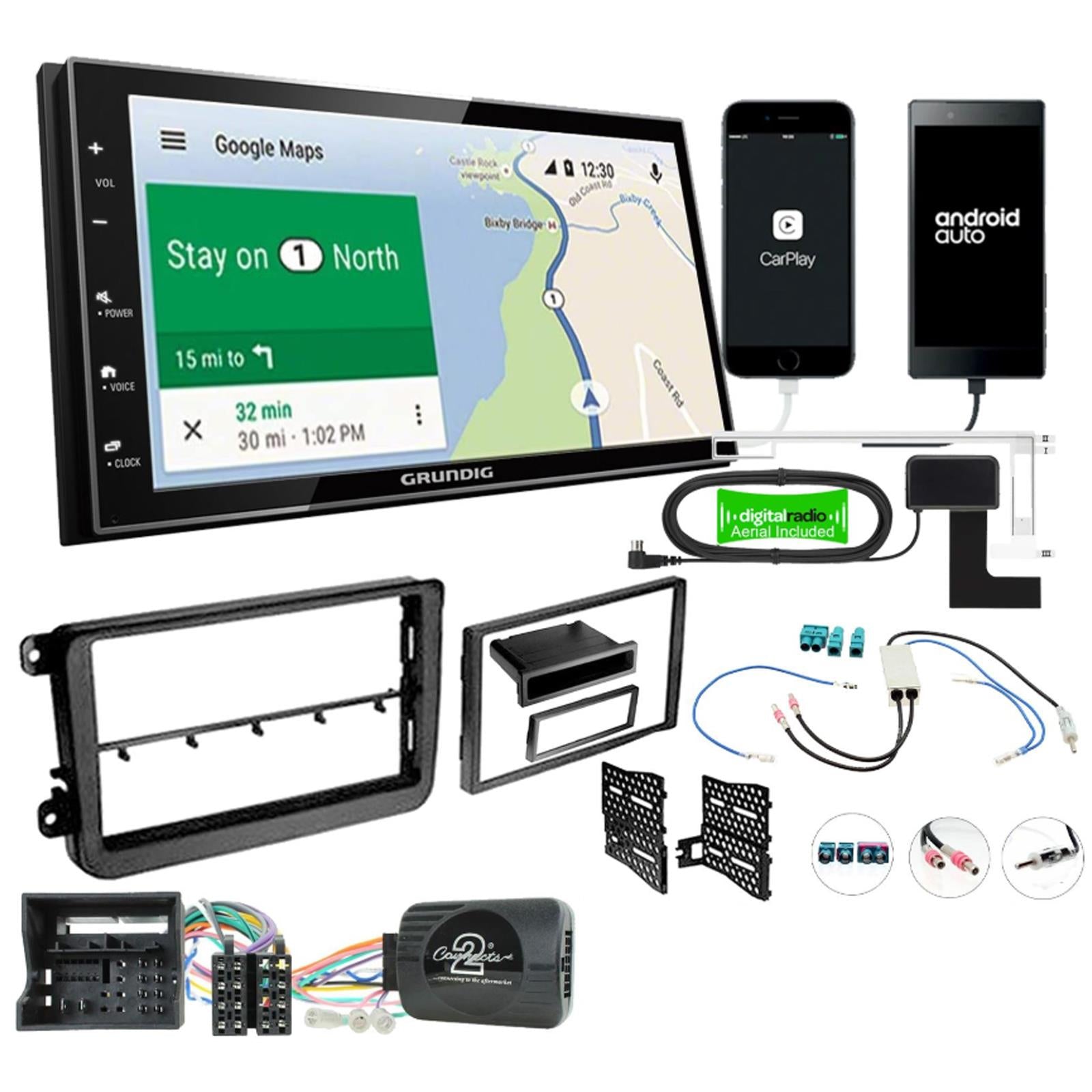Grundig GX-3800 Double Din + Fitting Kit - to fit VW Grand California 2017-