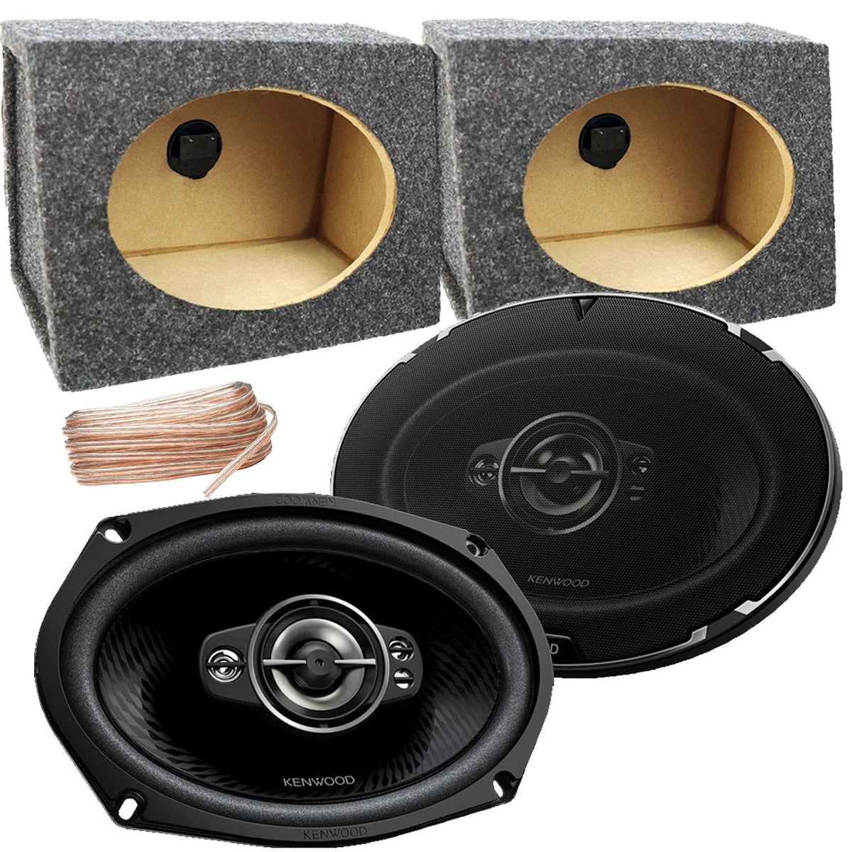 Kenwood KFC-PS6997 - 6x9 1440 Watts 5-Way Car Speakers with Grey MDF Boxes Pair