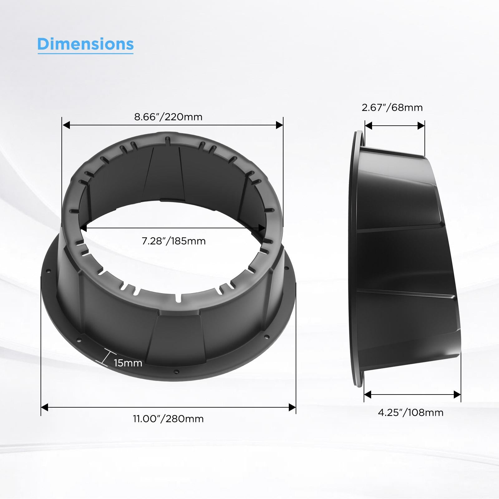 Recoil USP8-B - 8" 20cm Black Surface Mount Van Truck Boat Car Speaker Pods