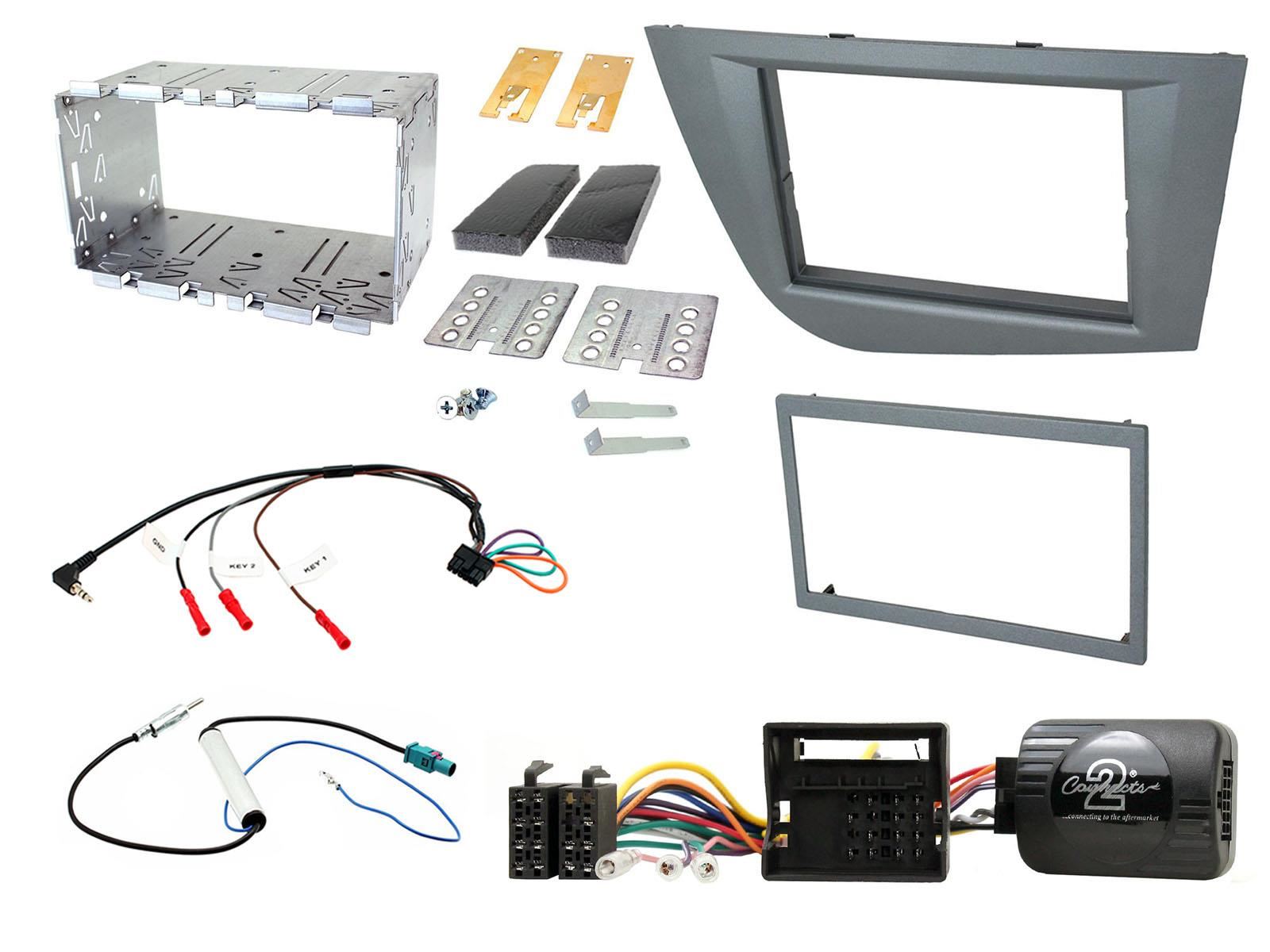 Grundig 6.8" Apple Android Double Din Stereo Fitting Kit + Steering Wheel Stalk Controls to fit Seat Leon 2005-12