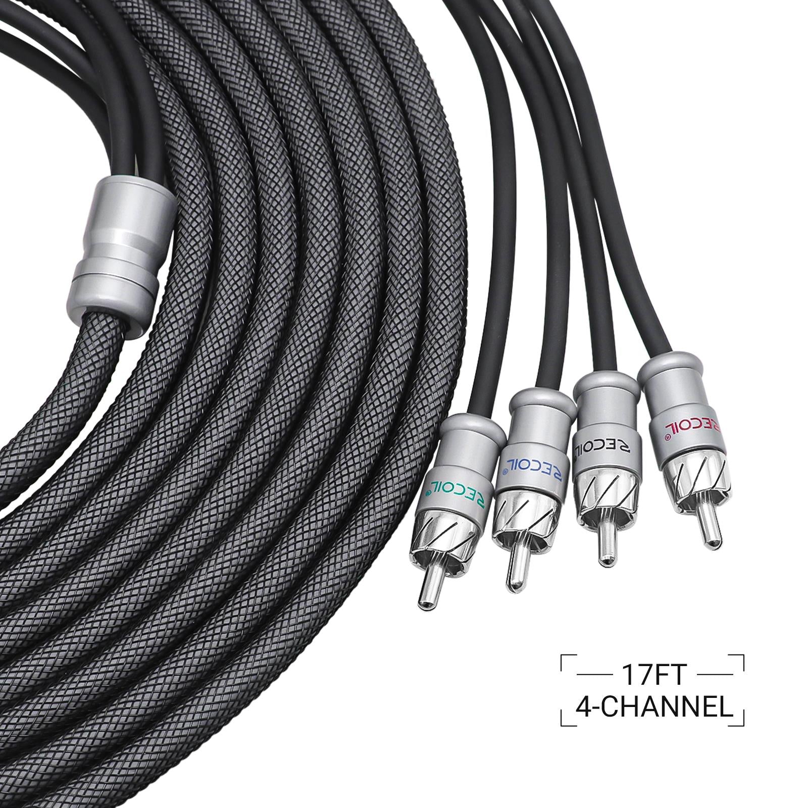 Recoil XI417 - 5 Metre Oxygen Free Copper 4-Channel Car Stereo RCA Phono Cable