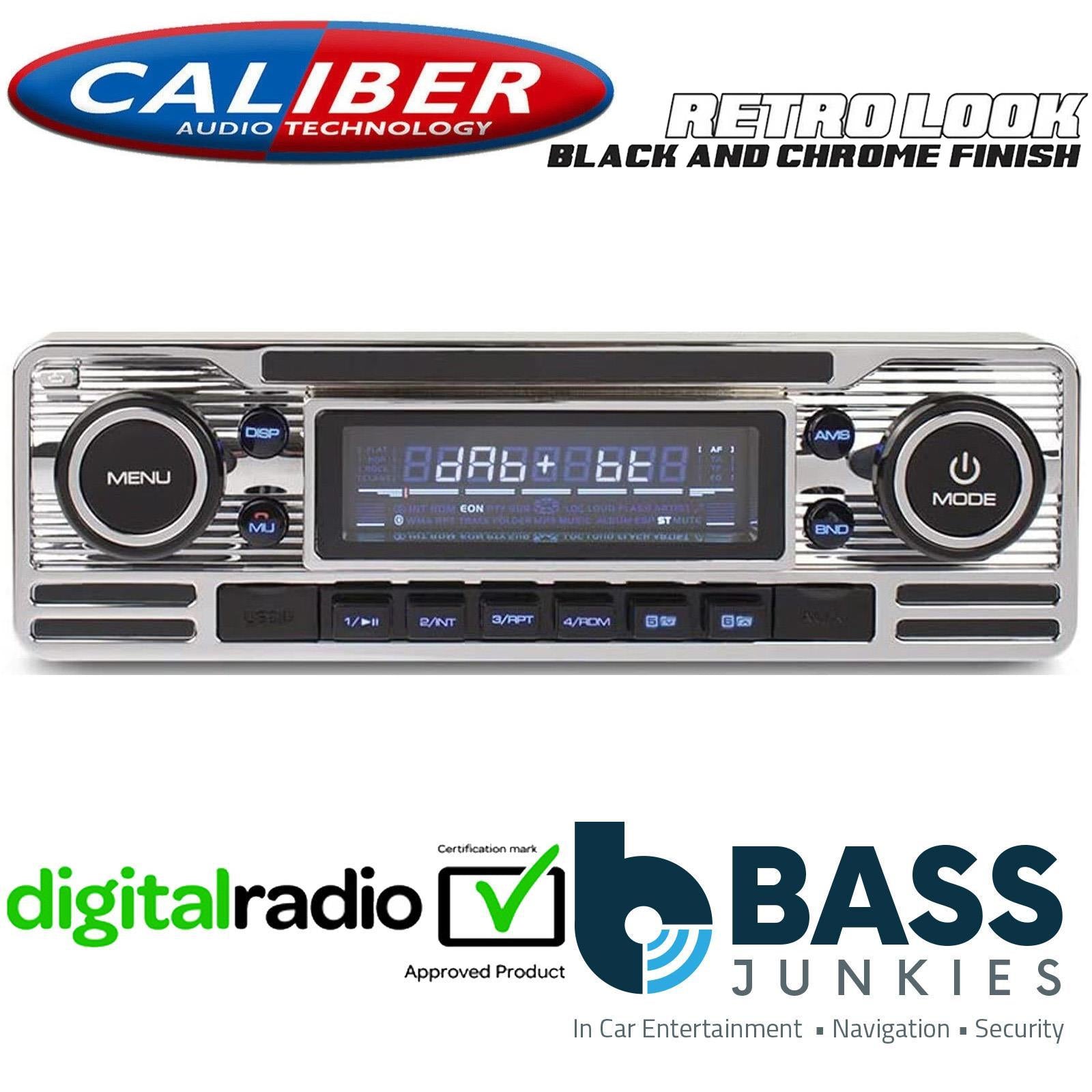 Caliber  RMD120DAB-BT - Retro Style DAB BLUETOOTH USB 75x4 W Car Stereo Radio Player CHROME Finish
