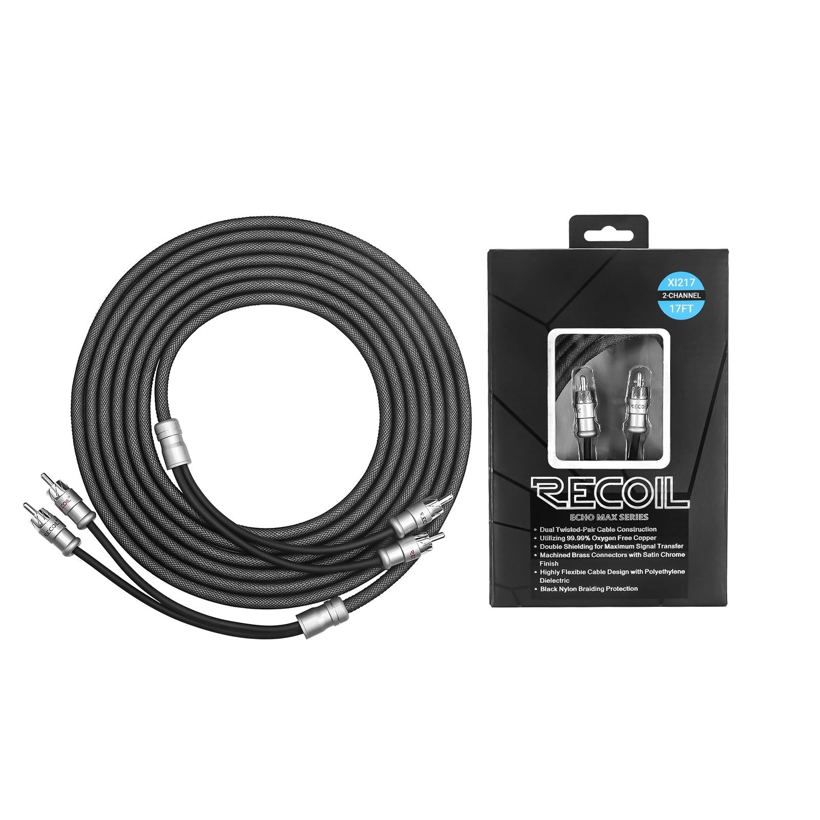 Recoil XI217 - 5 Metre Oxygen Free Copper 2-Channel Car Stereo RCA Phono Cable