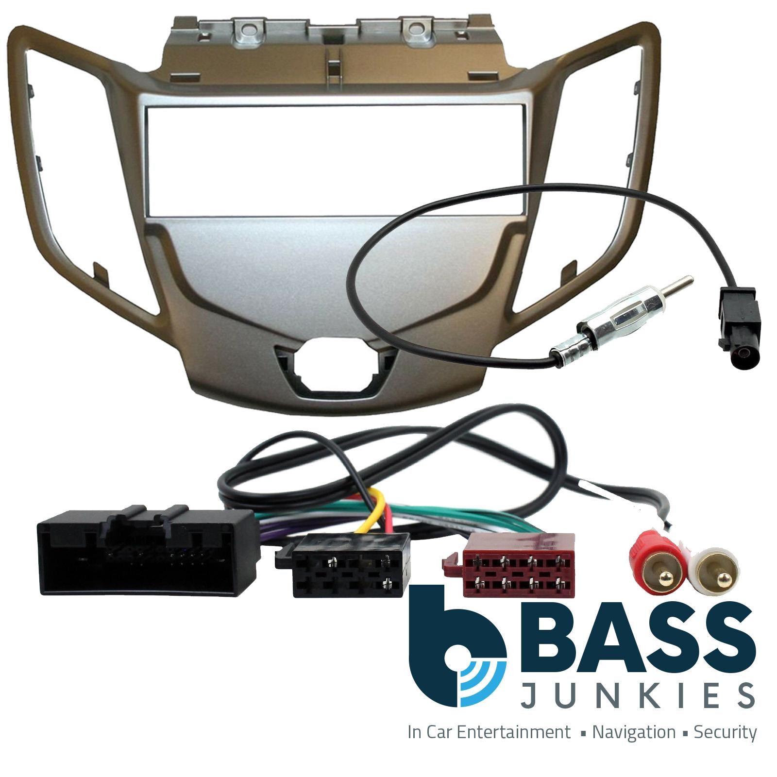 Ford Fiesta MK7 2008-2017 Single Din Car Stereo Silver Fascia Panel & AUX Fitting Kit