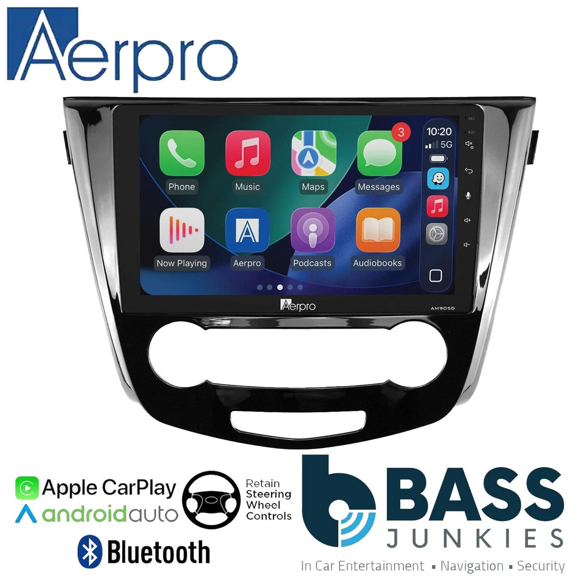 Aerpro 9" DAB CarPlay Android Car Kit For Nissan Qashqai X-Trail Black 2014 On