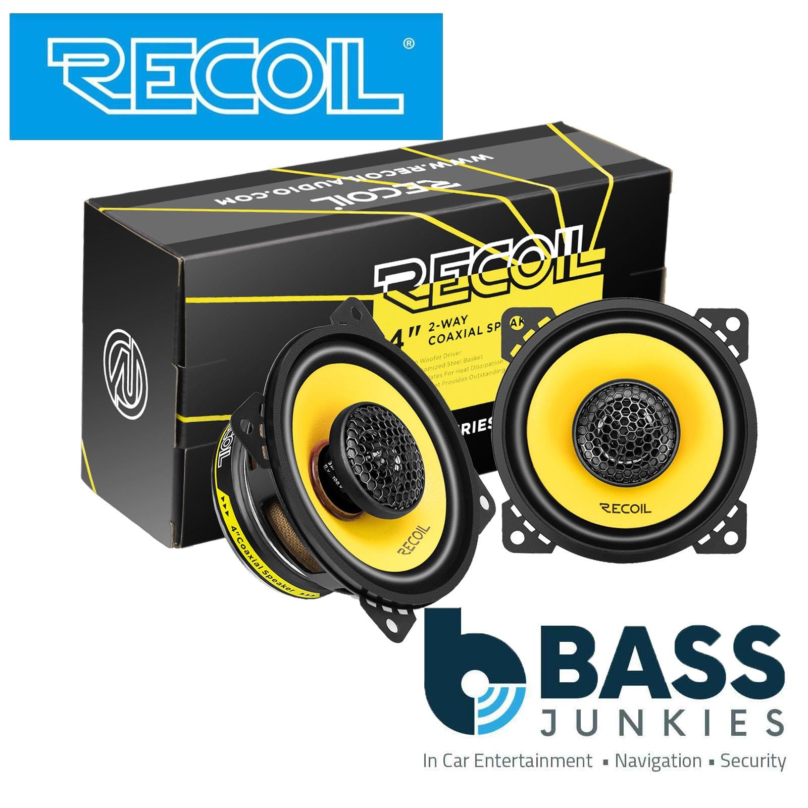 Recoil RLX402 - 120 Watts 4" Inch 10cm 2-Way Coaxial Car Door Speakers Pair
