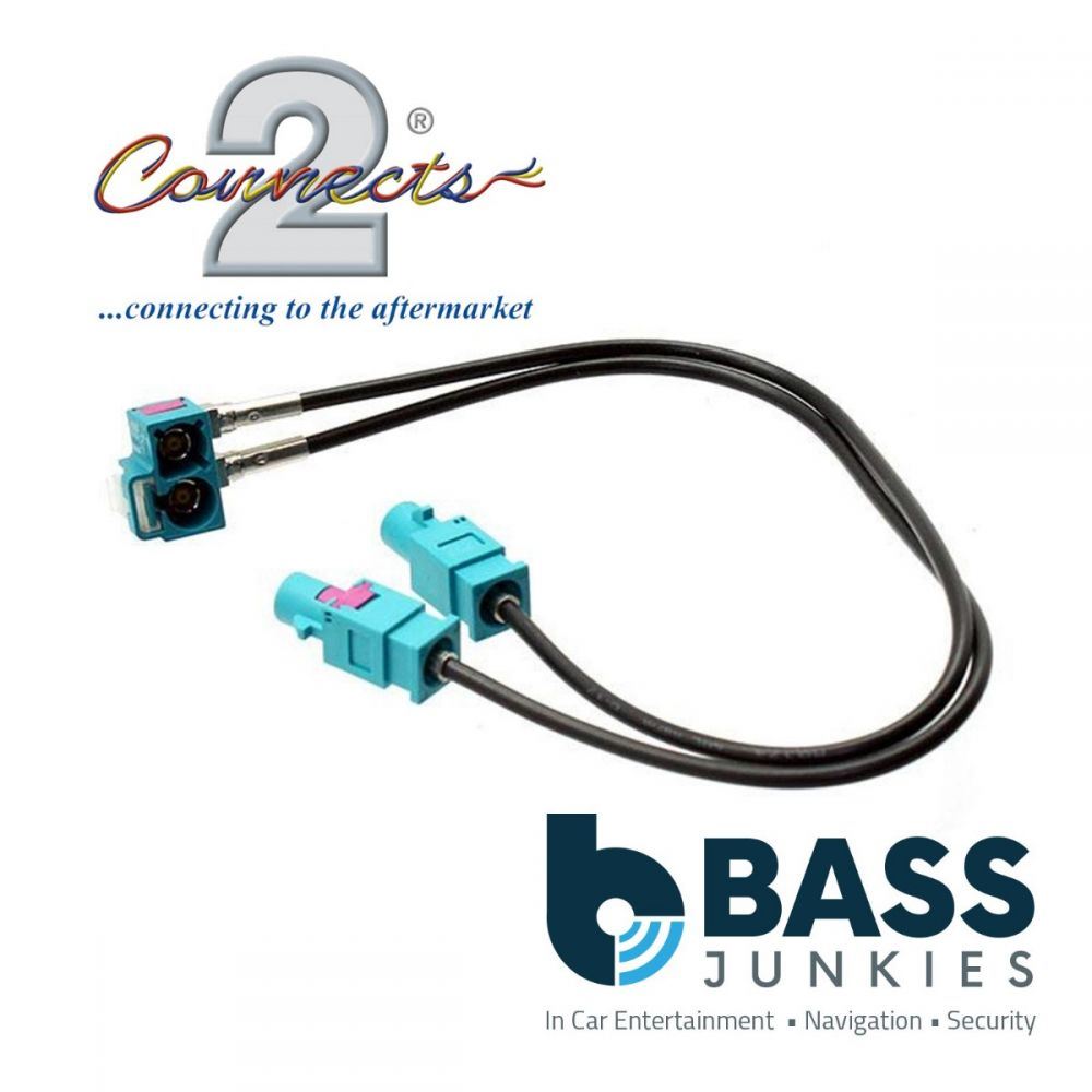 Connects2 CT27AA98 VW RNS315 Car Stereo Radio Dual Fakra Converter Splitter Aerial Antenna