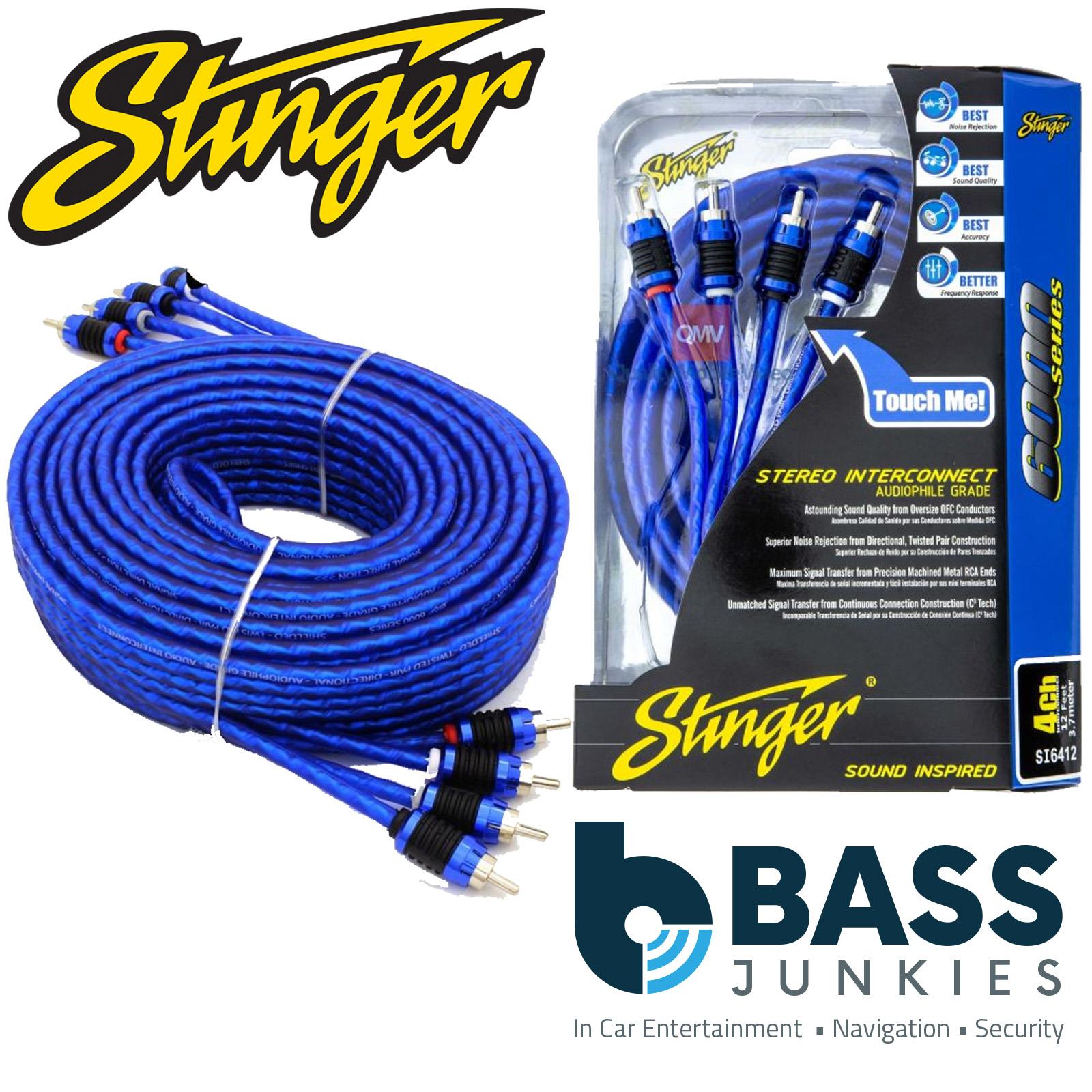 Stinger SI6412 6000 Series 3.66 Metre 12Ft 4CH Shielded Directional Twisted RCA Phono Car Stereo Cable
