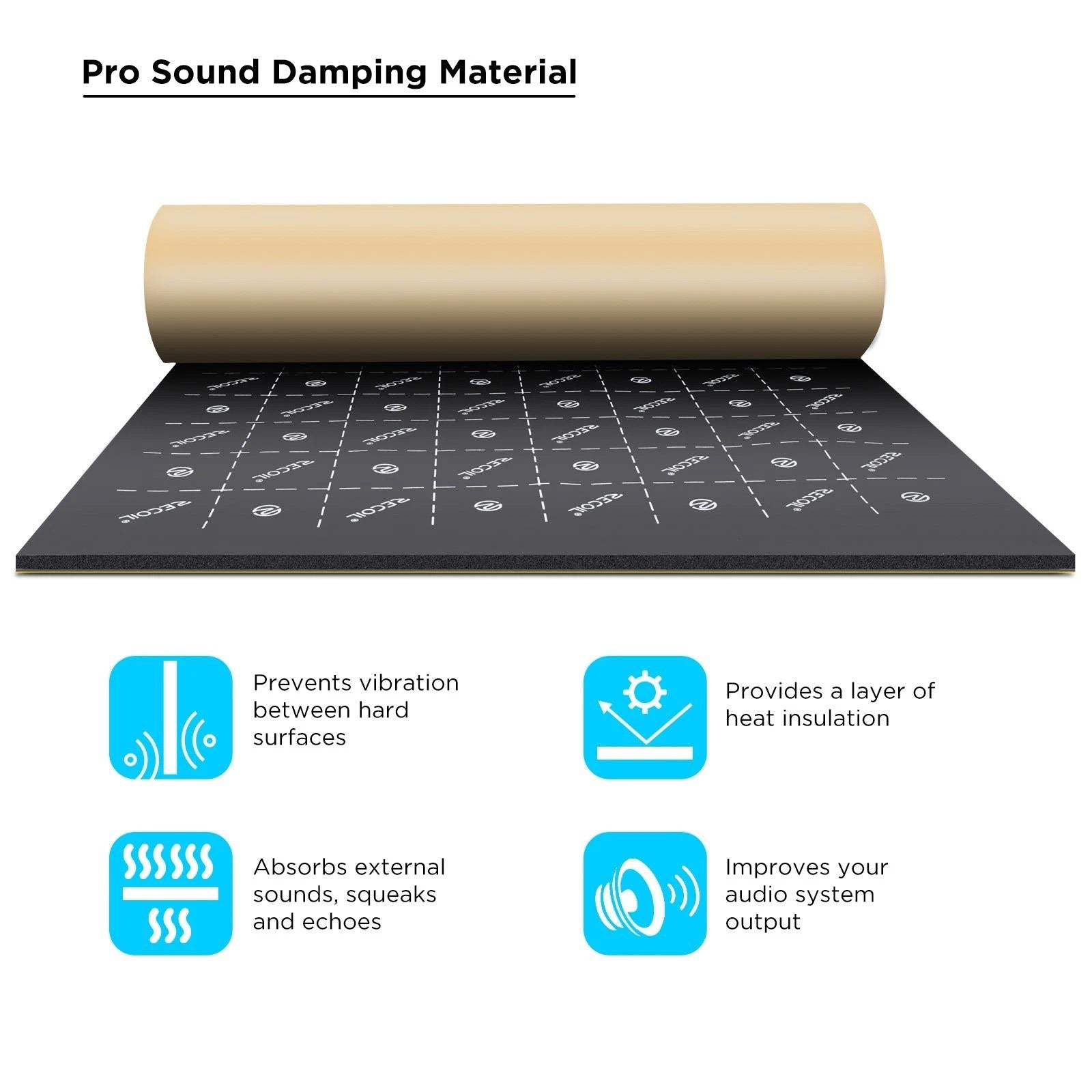 Recoil DABK - 9 Sheets 3mm Black Car or Van Sound Proof Deadening Material Mat