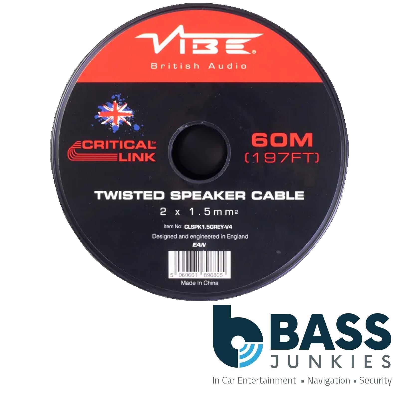 Vibe Critical Link - CLSPK1.5GREY-V4 60m Grey Twisted Car Audio Speaker Cable