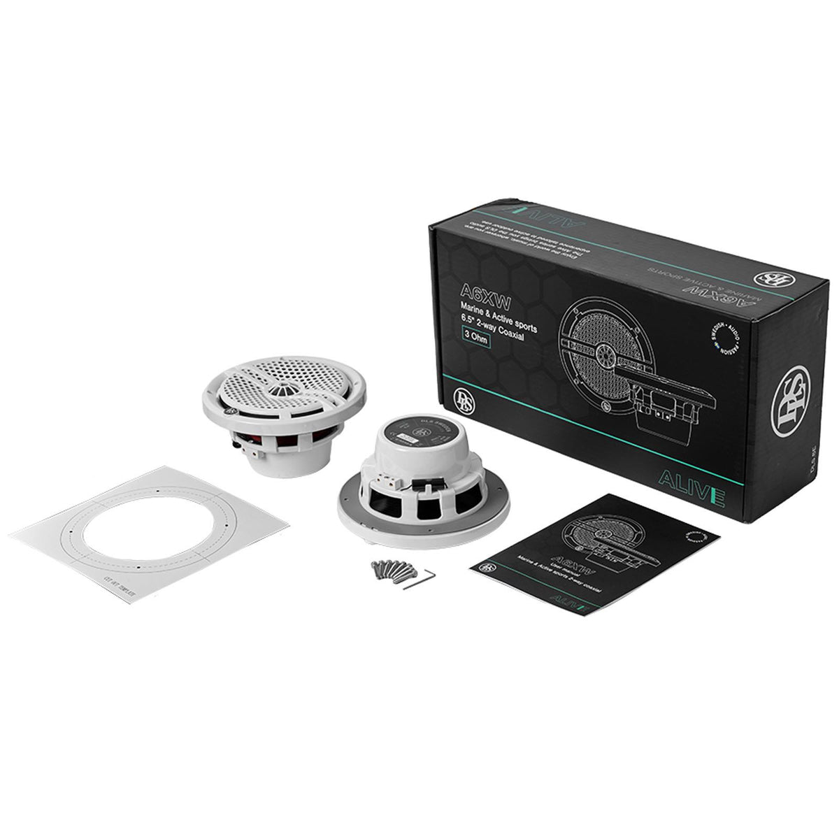 DLS Alive A6XW - 6.5" 160W Marine Coaxial Speakers IP65 UV Resistant White Pair