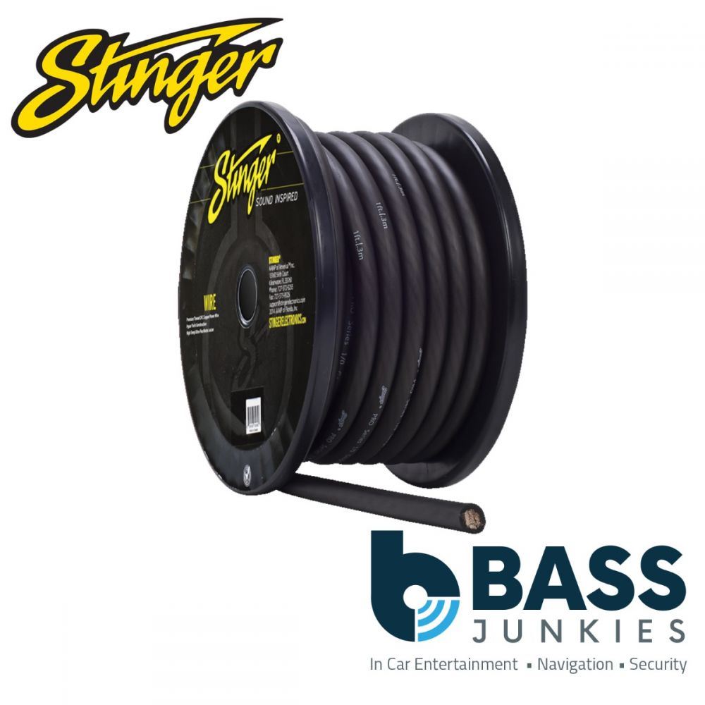 Stinger SPW10TB - 0 AWG Black TRU-SPEC Copper Hyper Twist Ultra Flexible 1 Metre Car Amplifier Power Cable
