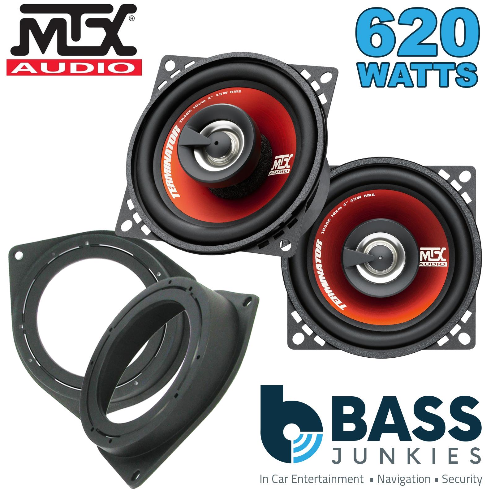 MTX TR40C 100mm/10cm/4" 2-Way Coaxial Car speakers (Per Pair Max 620|90 watts RMS) Fits Fiat Qubo 2008-18 | 500 07-14 | Bravo 07-14 | Fiorino 08-21 | Punto 12-21 | Grande-Punto 05-09