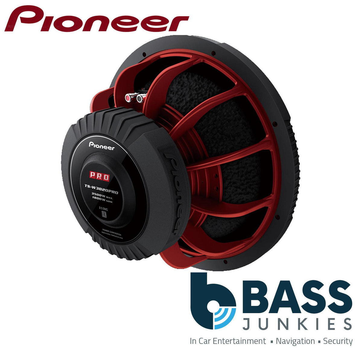 Pioneer TS-W3820PRO - 3500 Watts 15" 38cm PRO Dual Voice Car Subwoofer & 2400 Watts Mono Amp & Bass Box Package