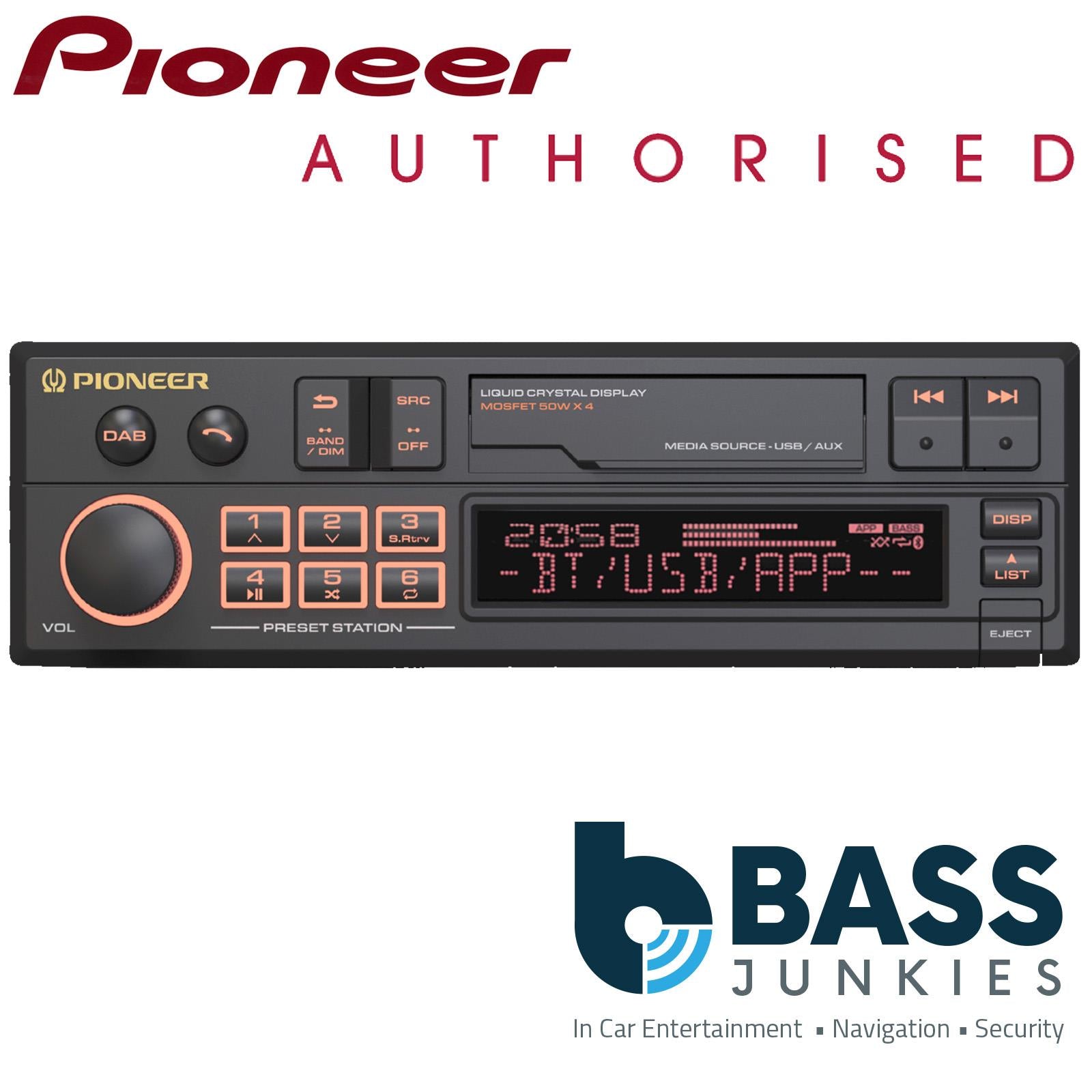 Pioneer SXT-C10PS - Retro Cassette Tape Style Bluetooth DAB+ Radio USB AUX Car Stereo
