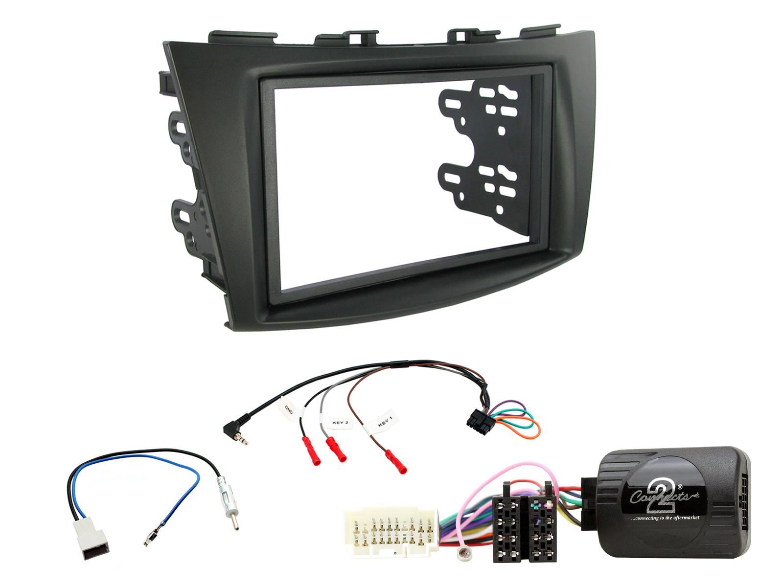 Grundig 6.8" Apple Android Double Din Stereo Fitting Kit + Steering Wheel Stalk Controls to fit Suzuki Swift 2011-17