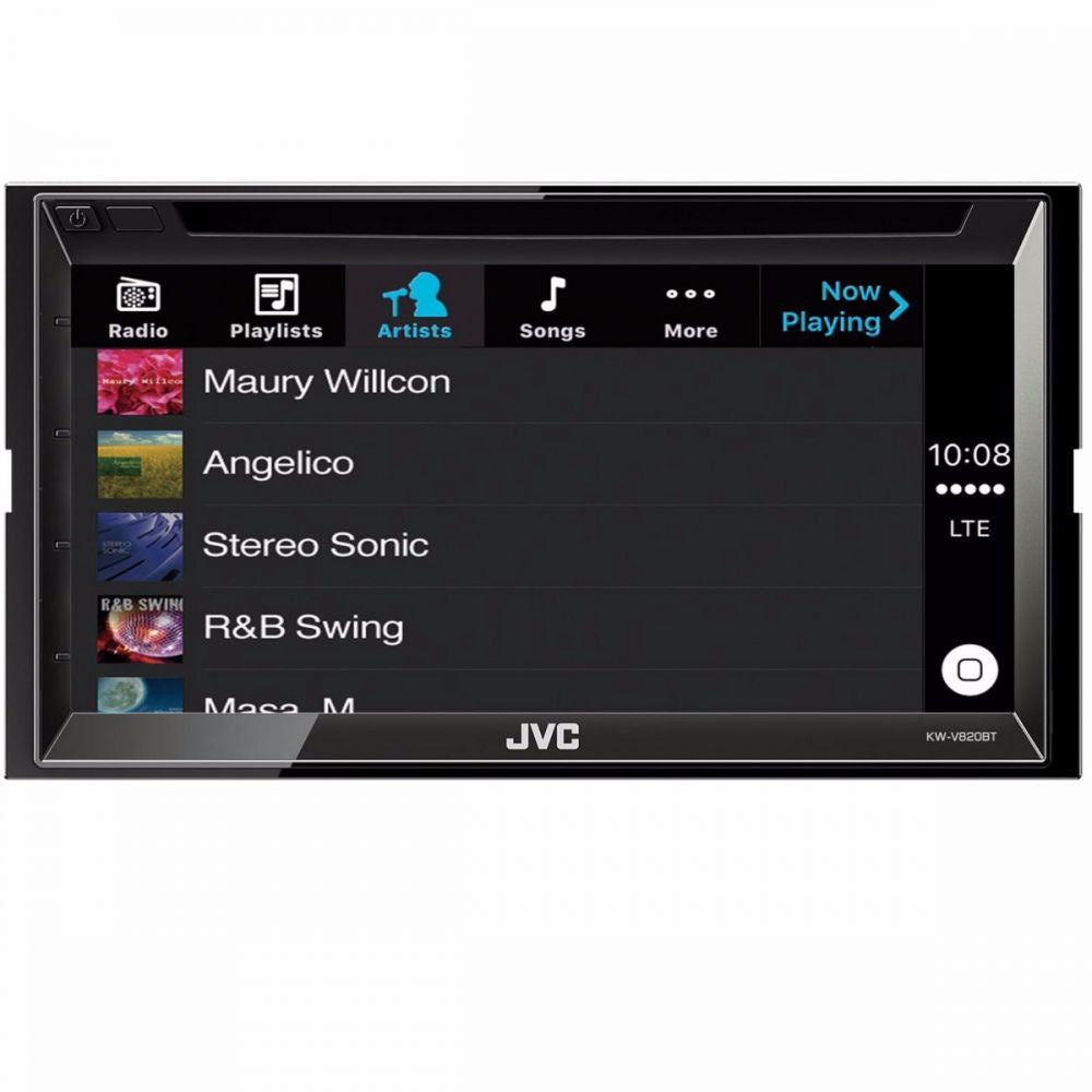 JVC KW-V820BT - 6.8" DVD CD MP3 Apple Carplay Bluetooth Touchscreen AM/FM Tuner, iPod iPhone Android Control Car Stereo