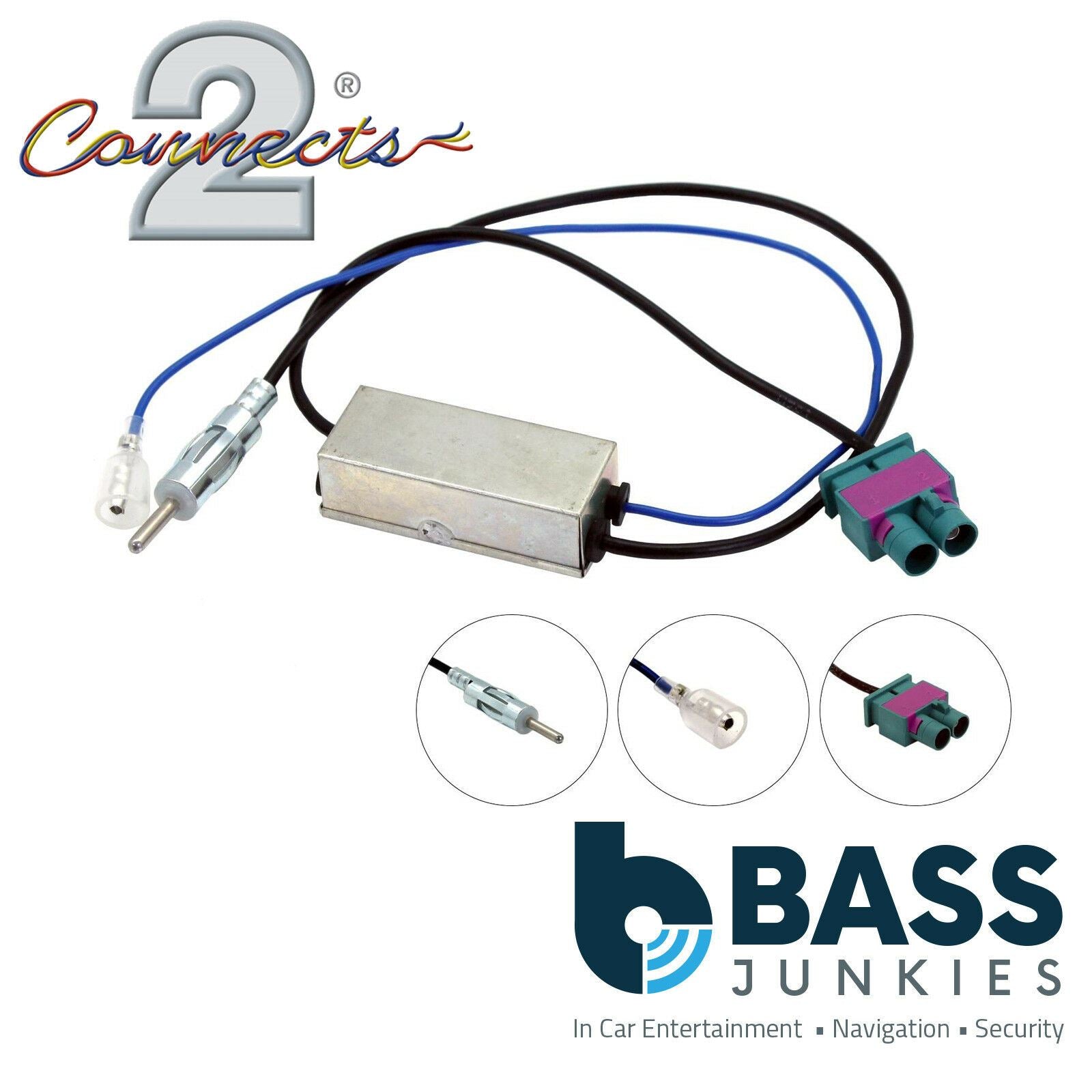 Connects2 CT27AA95 Active Car Stereo Fakra - ISO Antenna Adapter