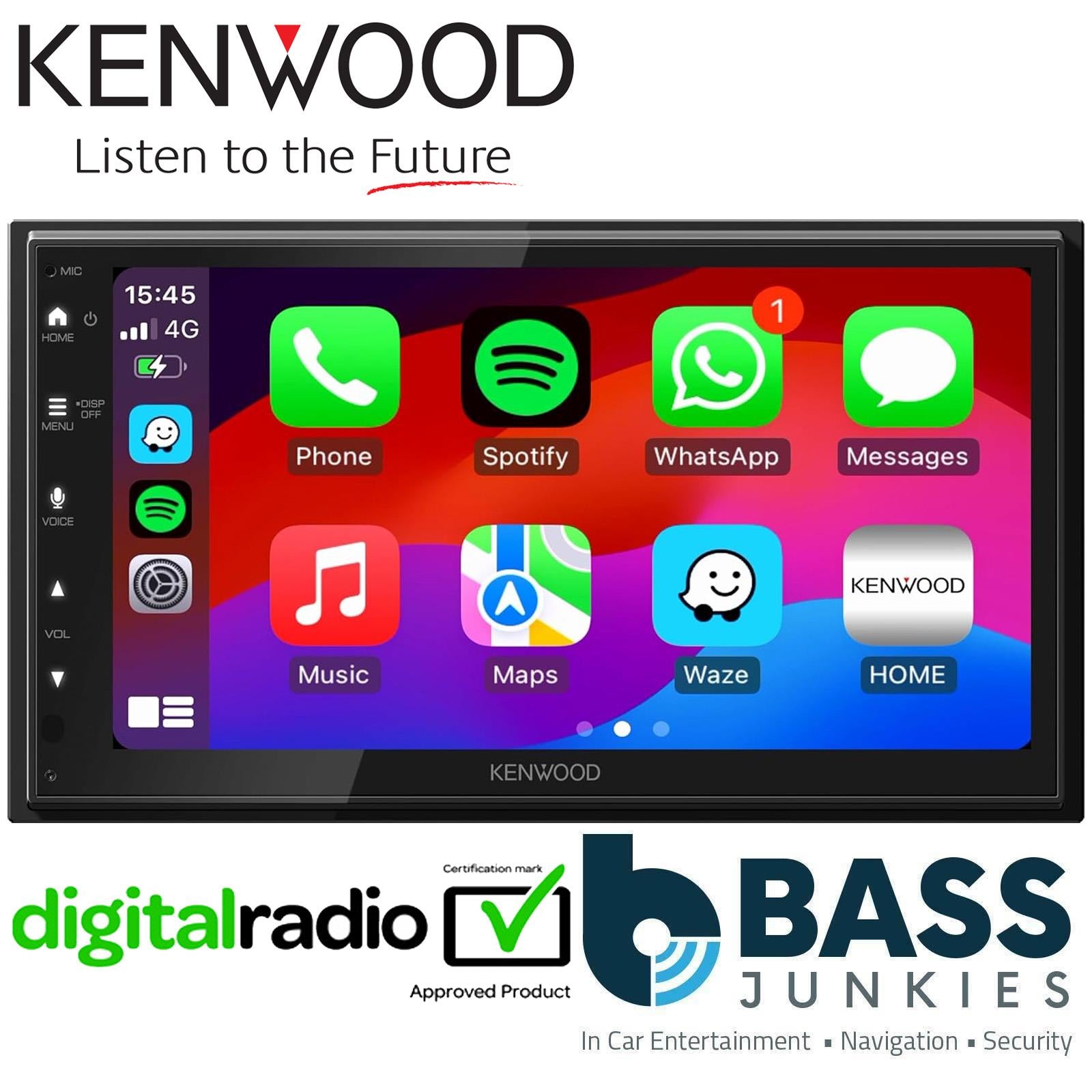 Kenwood DMX5023DABS - 6.8" DAB+ Bluetooth Android & CarPlay Car Stereo Screen