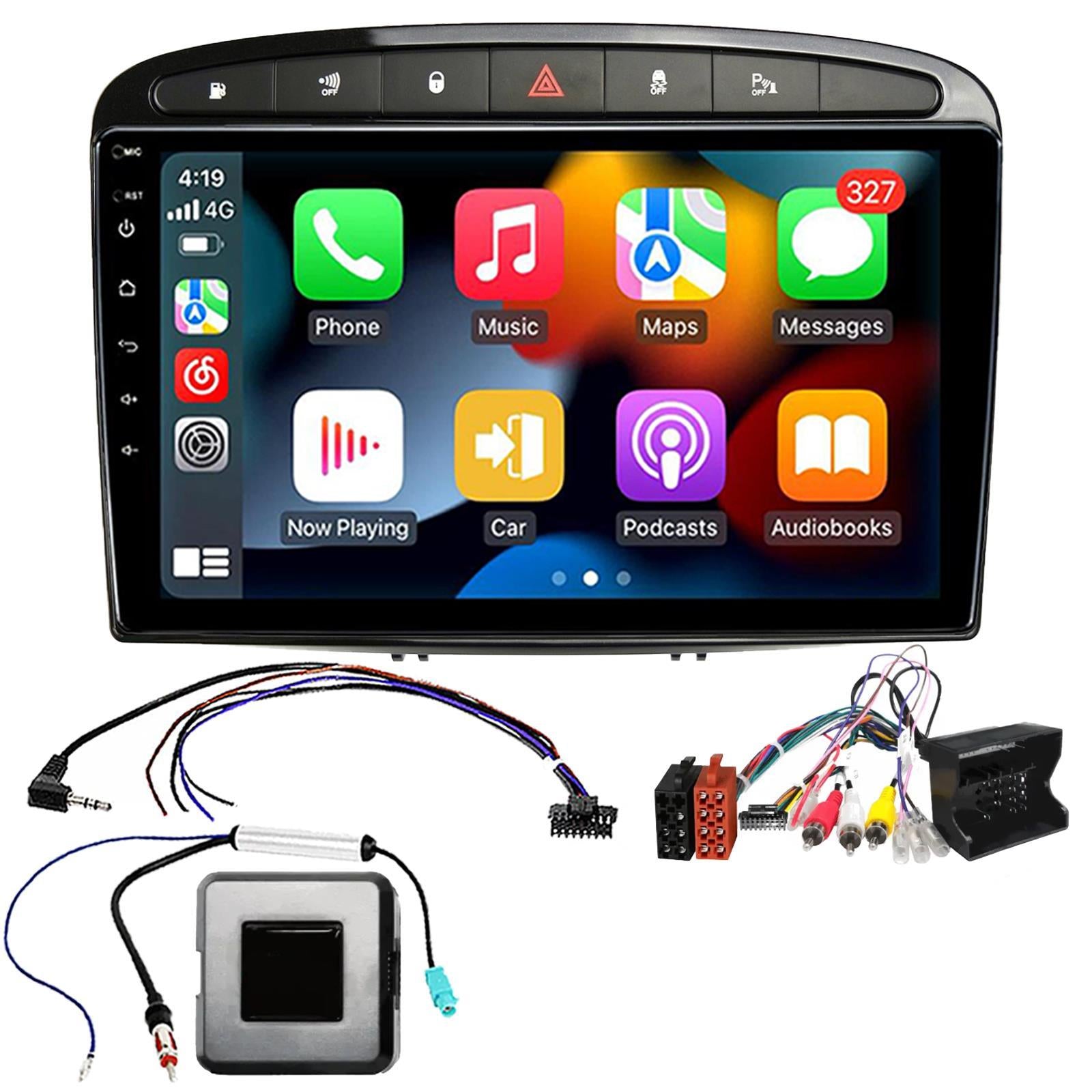 UPGRADED 9" CarPlay Android Car Stereo Kit For Peugeot 308 408 Black 2007 - 2013