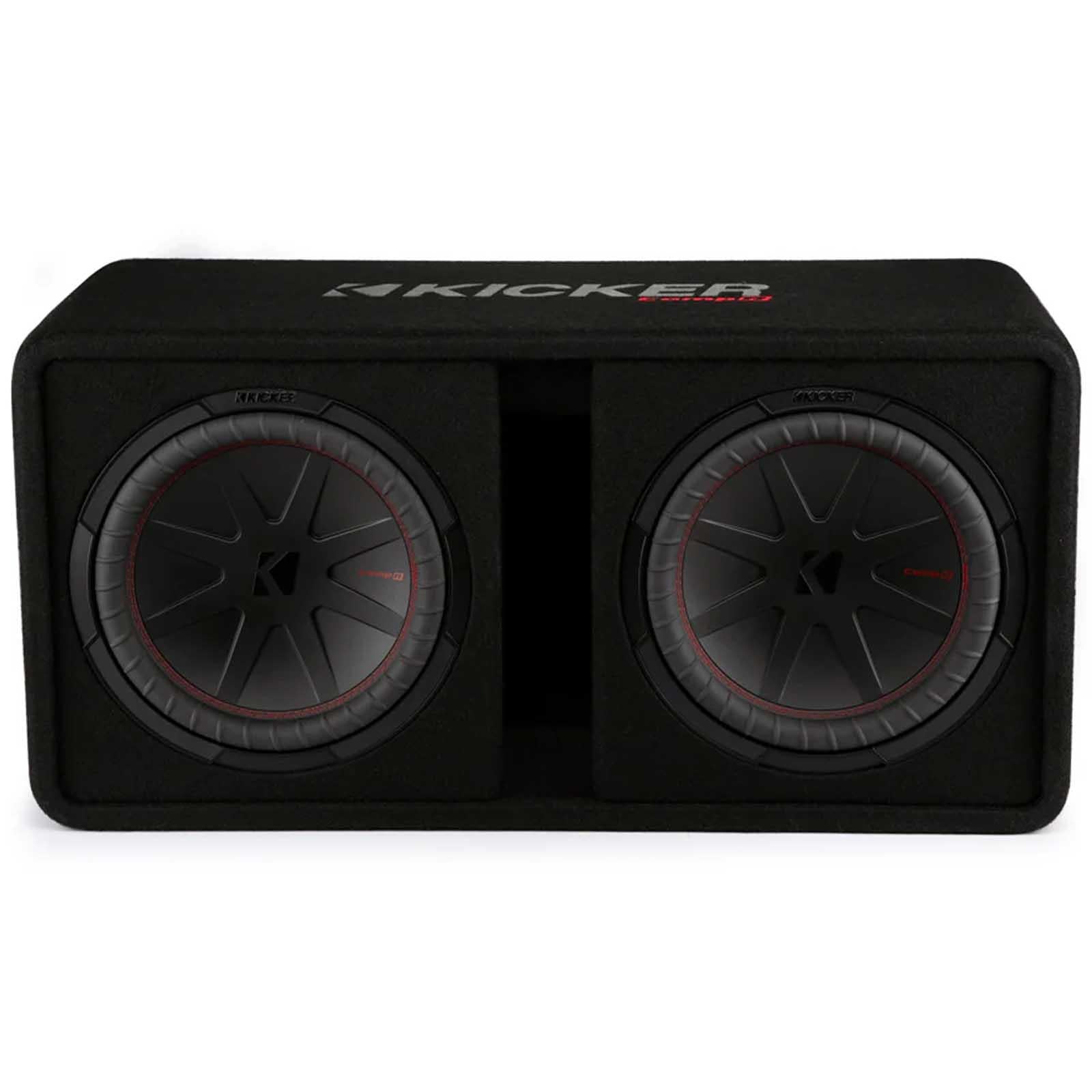 Kicker 48DCWR122 - 2000W Dual 12" CompR Loaded Car Sub Subwoofer Enclosure 2 Ohm