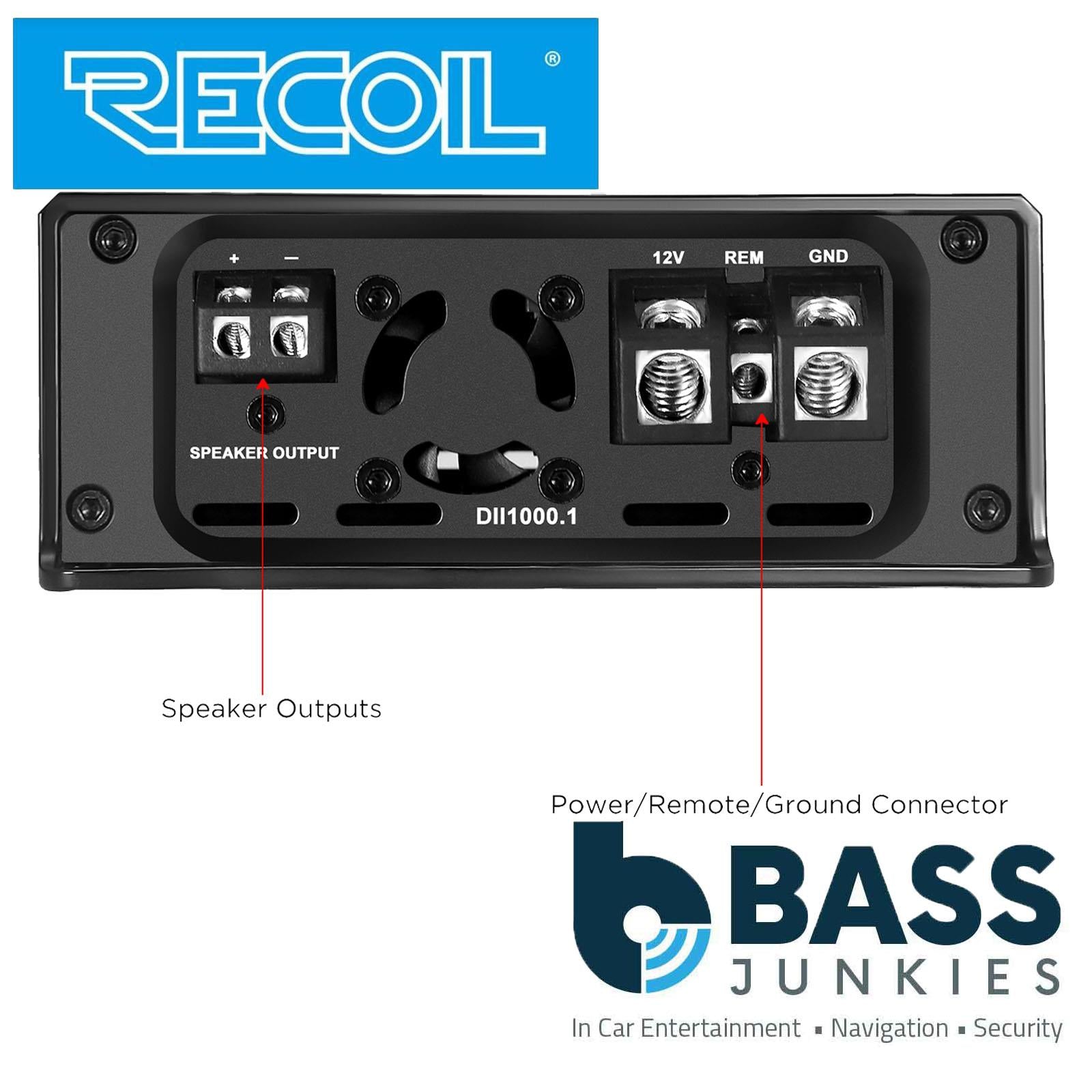 Recoil DII1000.1- 2000 Watts 2-4 Ohm Stable Class D Mono Car Audio Amp Amplifier