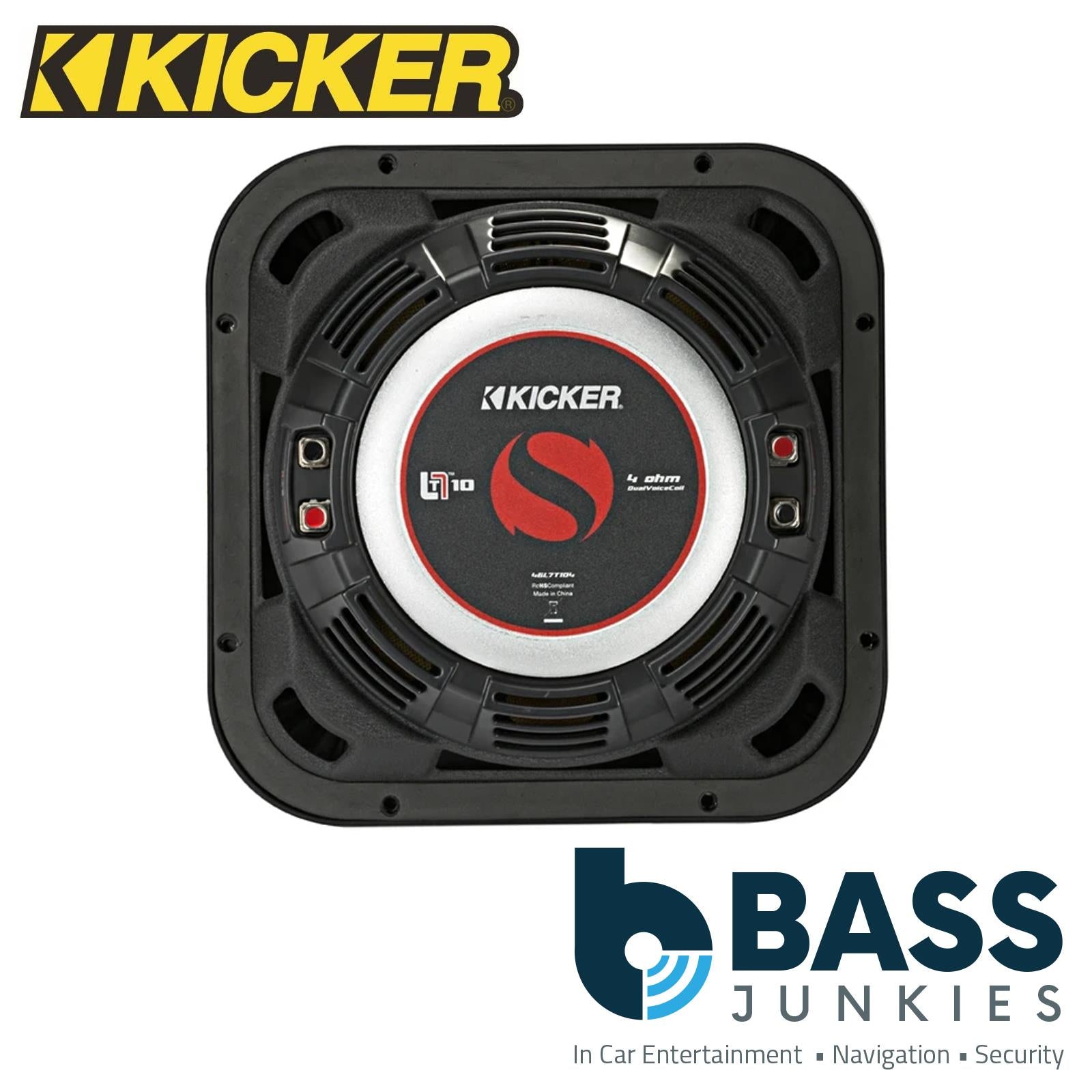 Kicker 46L7T102 - L7T 10" Slim Square Subwoofer DVC 2 Ohm 1000W