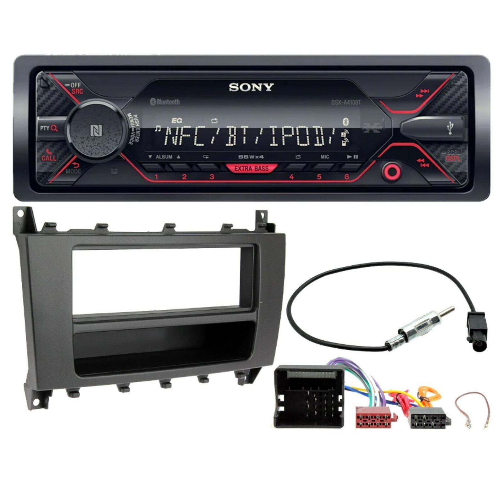 Mercedes C-Class 2004 - 2007 SONY Bluetooth Mechless USB Car Stereo & Fascia Kit