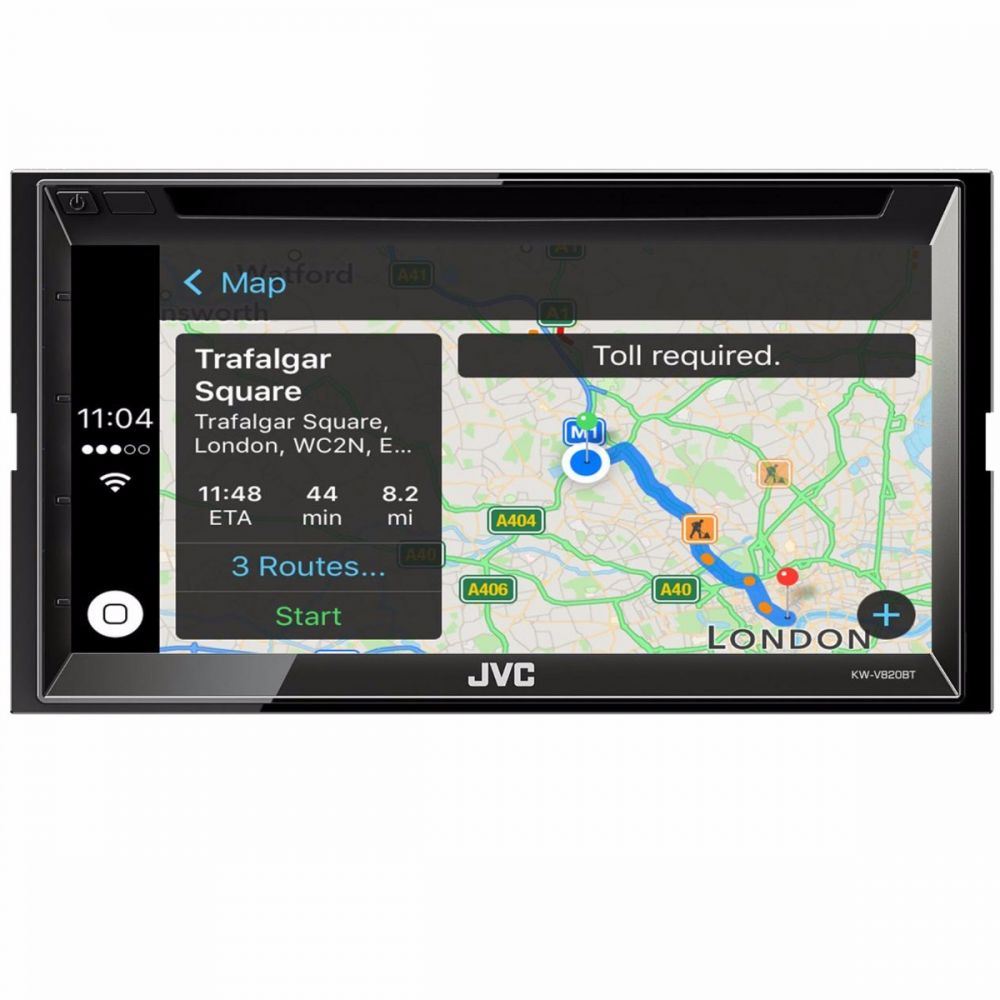 JVC KW-V820BT - 6.8" DVD CD MP3 Apple Carplay Bluetooth Touchscreen AM/FM Tuner, iPod iPhone Android Control Car Stereo