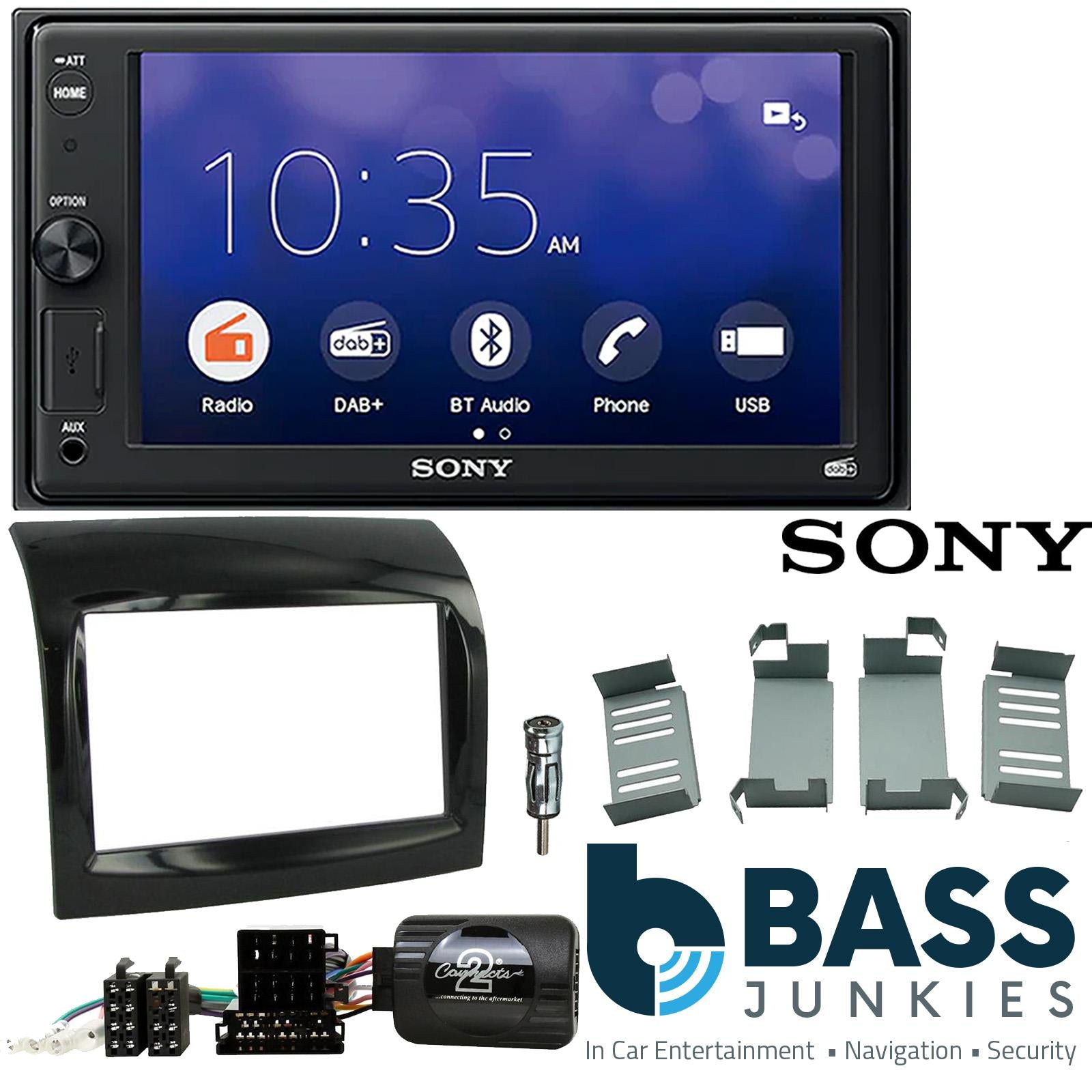 SONY XAV-1550D DAB+ Smart Bluetooth Car Radio + Stereo fitting kit + Steering Wheel Controls Loom for Fiat Ducato 2012-2014