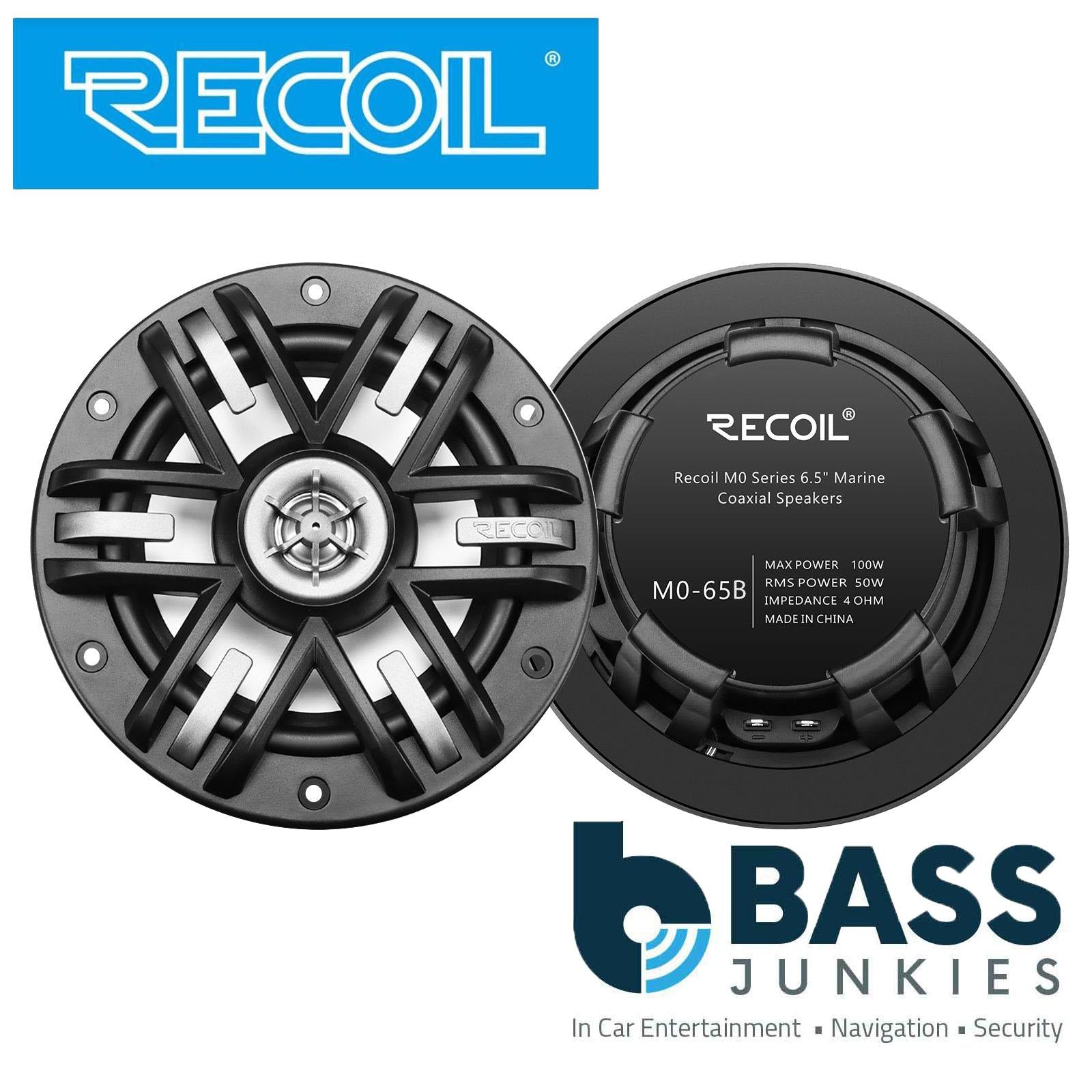 Recoil M0-65B - 240 Watts 6.5" 2 Way Marine Boat Car Speakers with Black Grilles